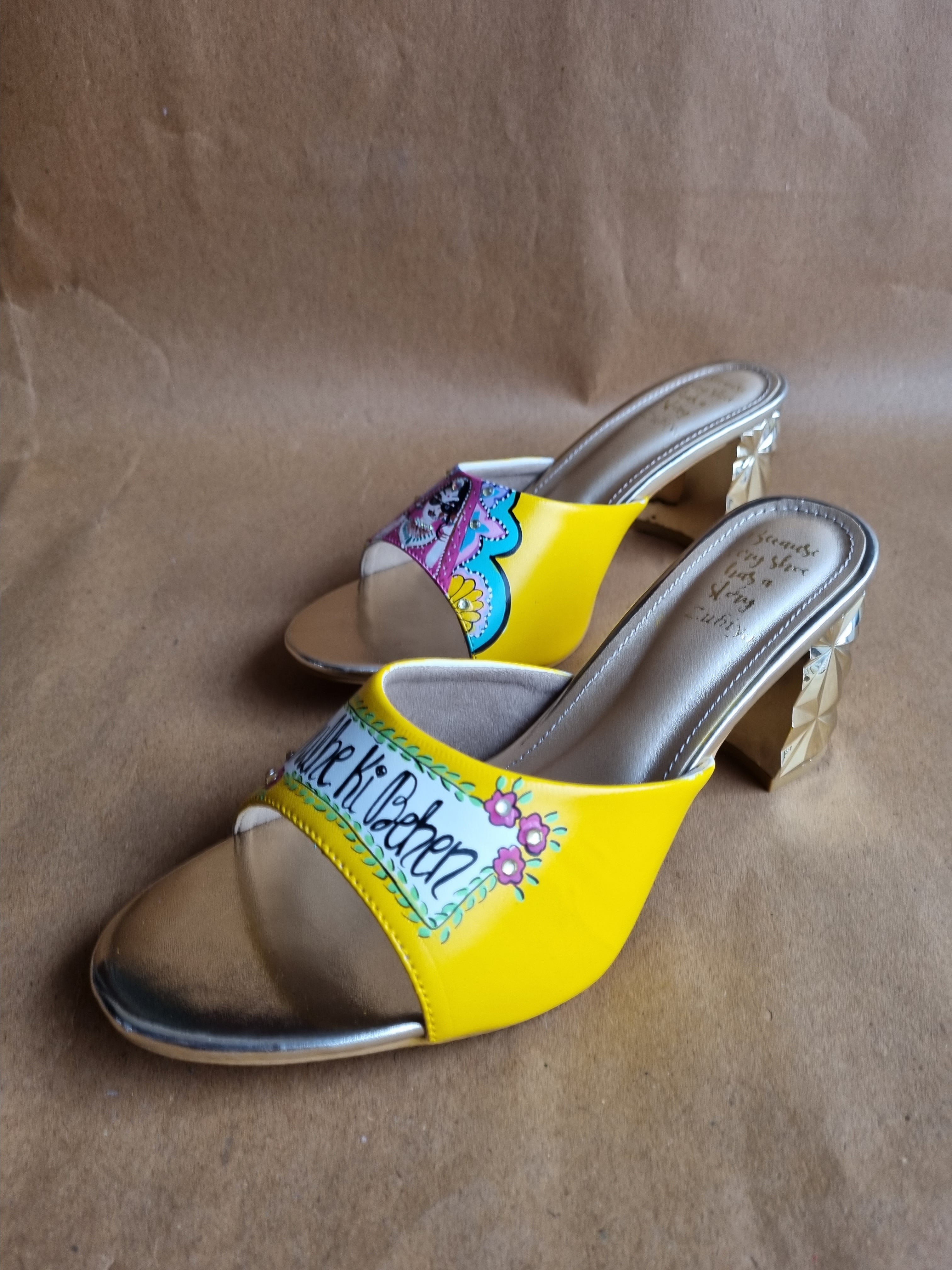 Yellow swag 3 inch golden heels
