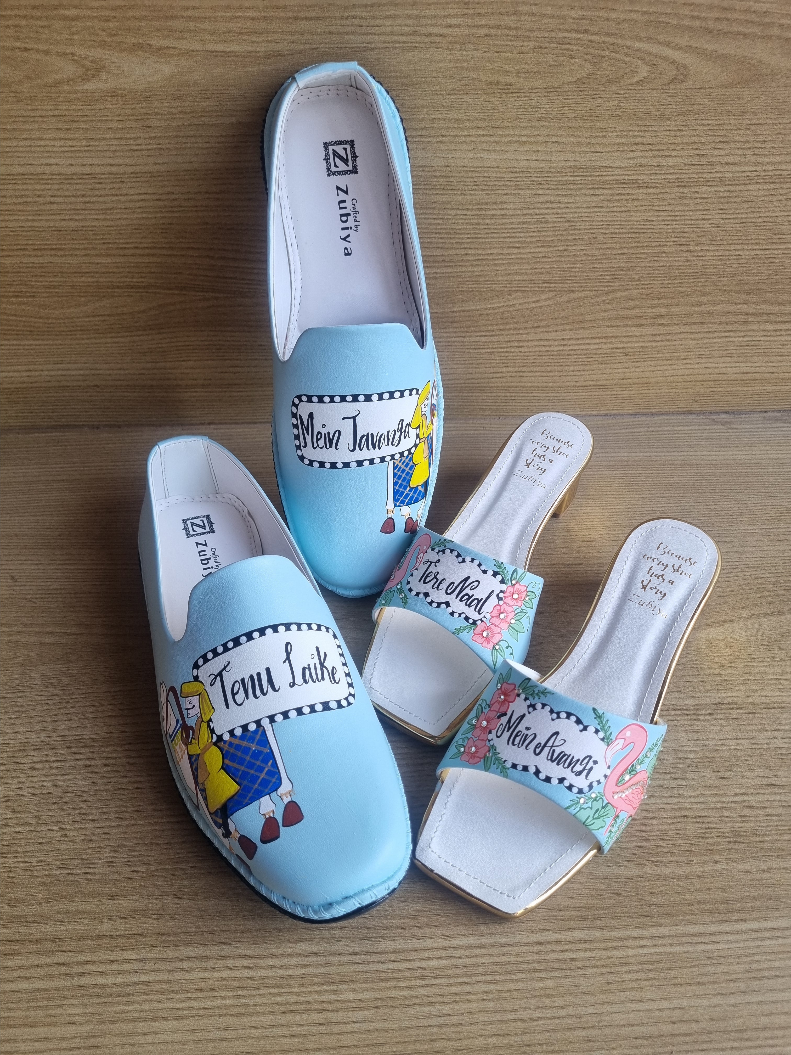 Chalk blue swag-flamingo couple combo