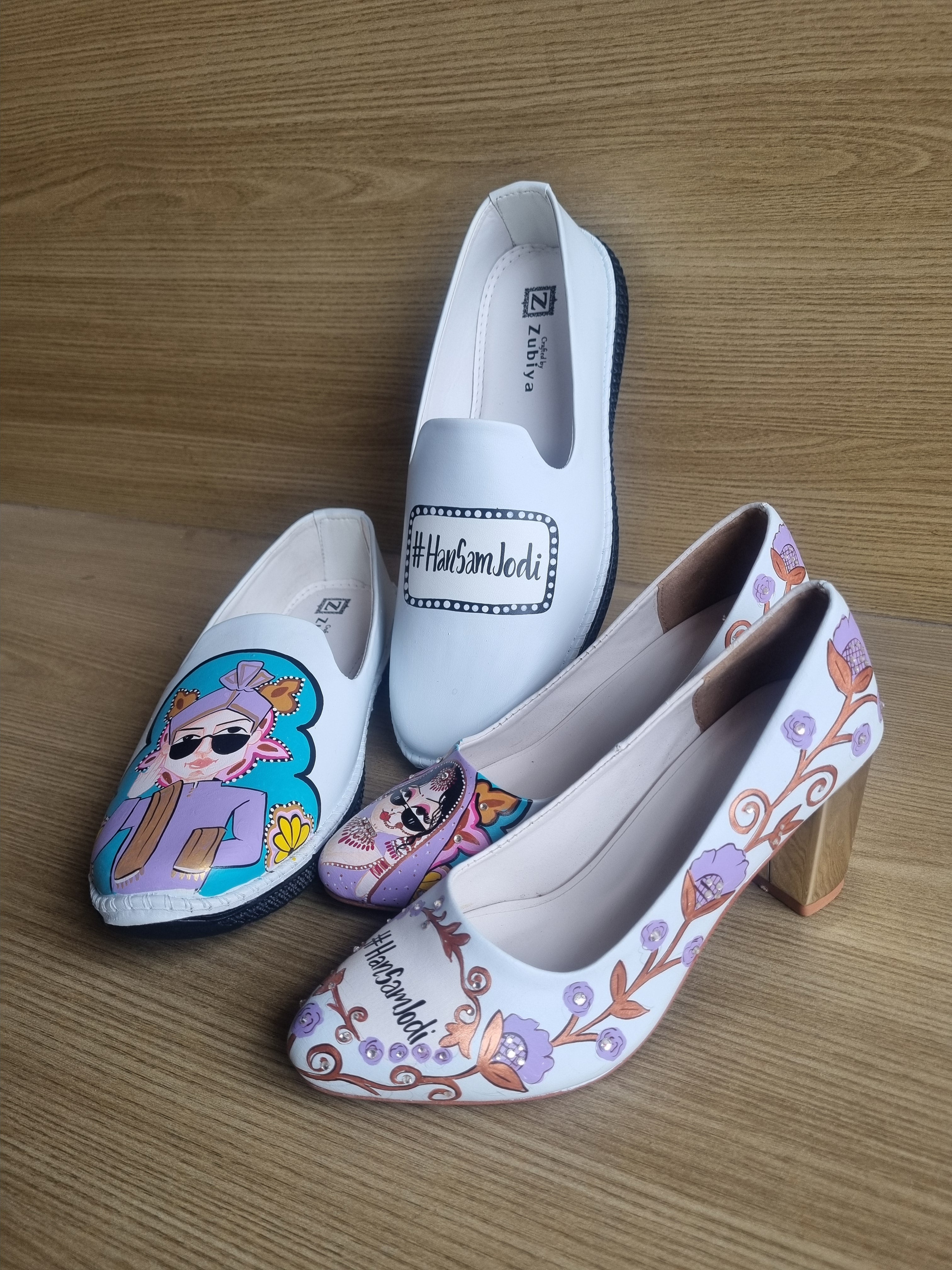 Powder blue lavander intricate men’s Mojris - 3.5 inch pump block couple combo