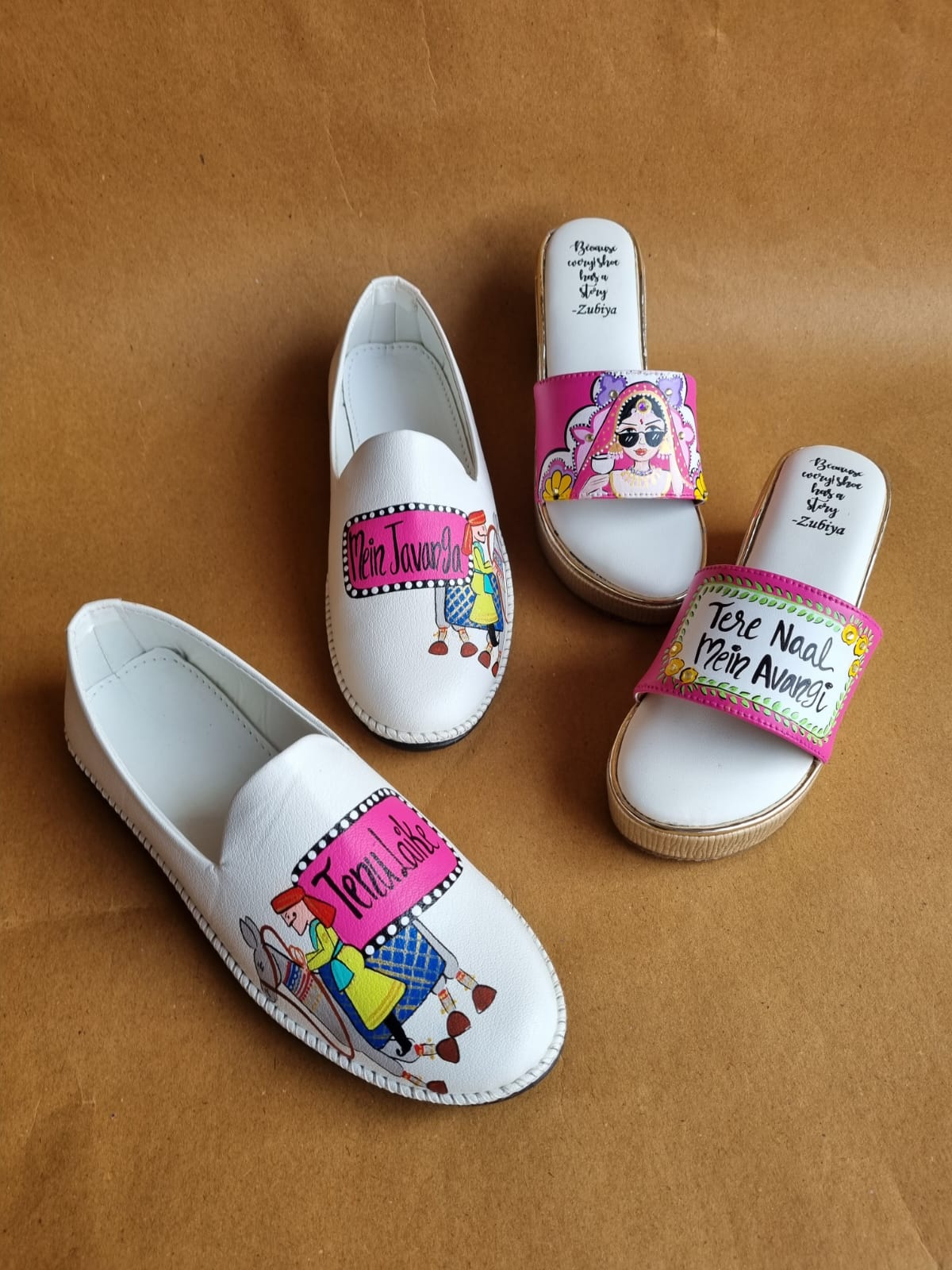 White - hot pink men’s Mojris - 2.5 inch golden wedges couple combo