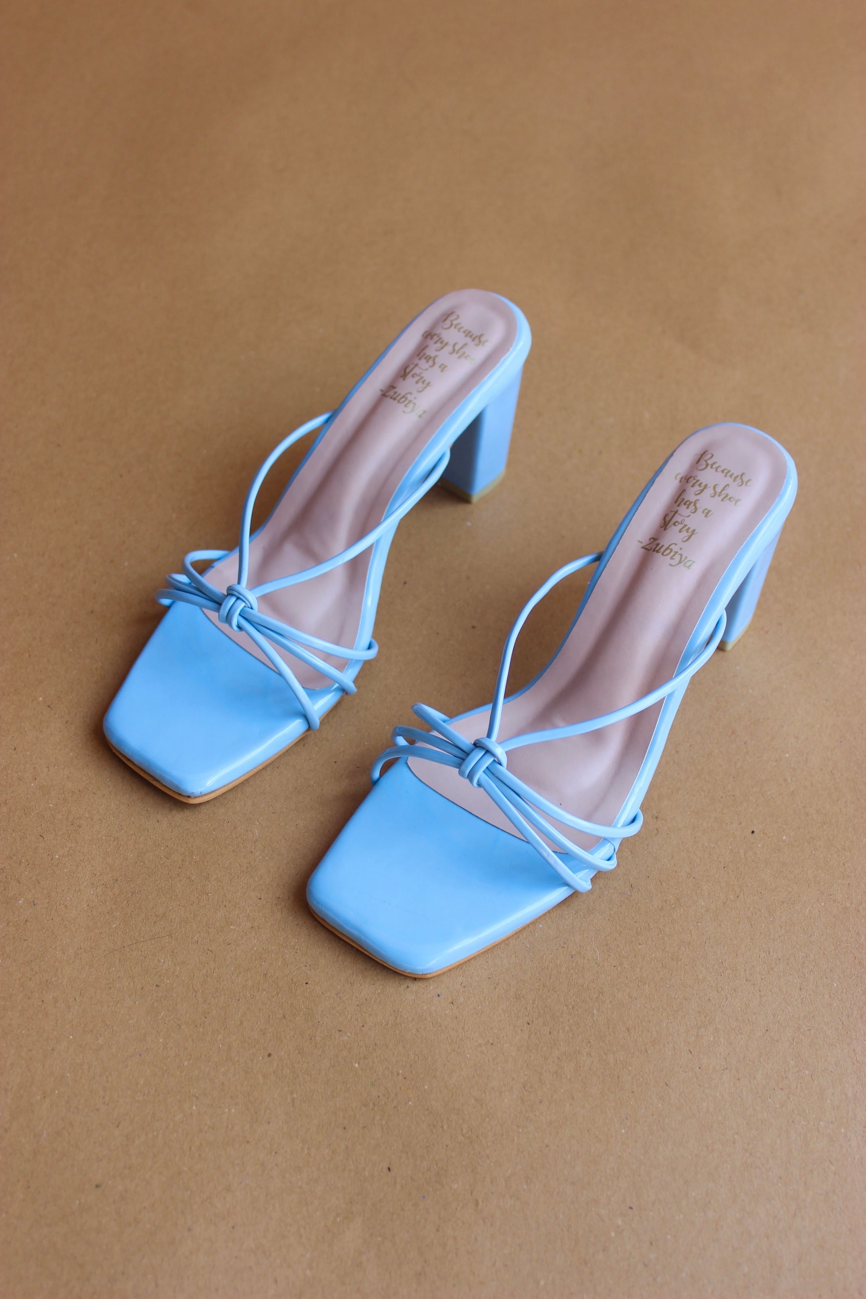 Powder blue strappy heel