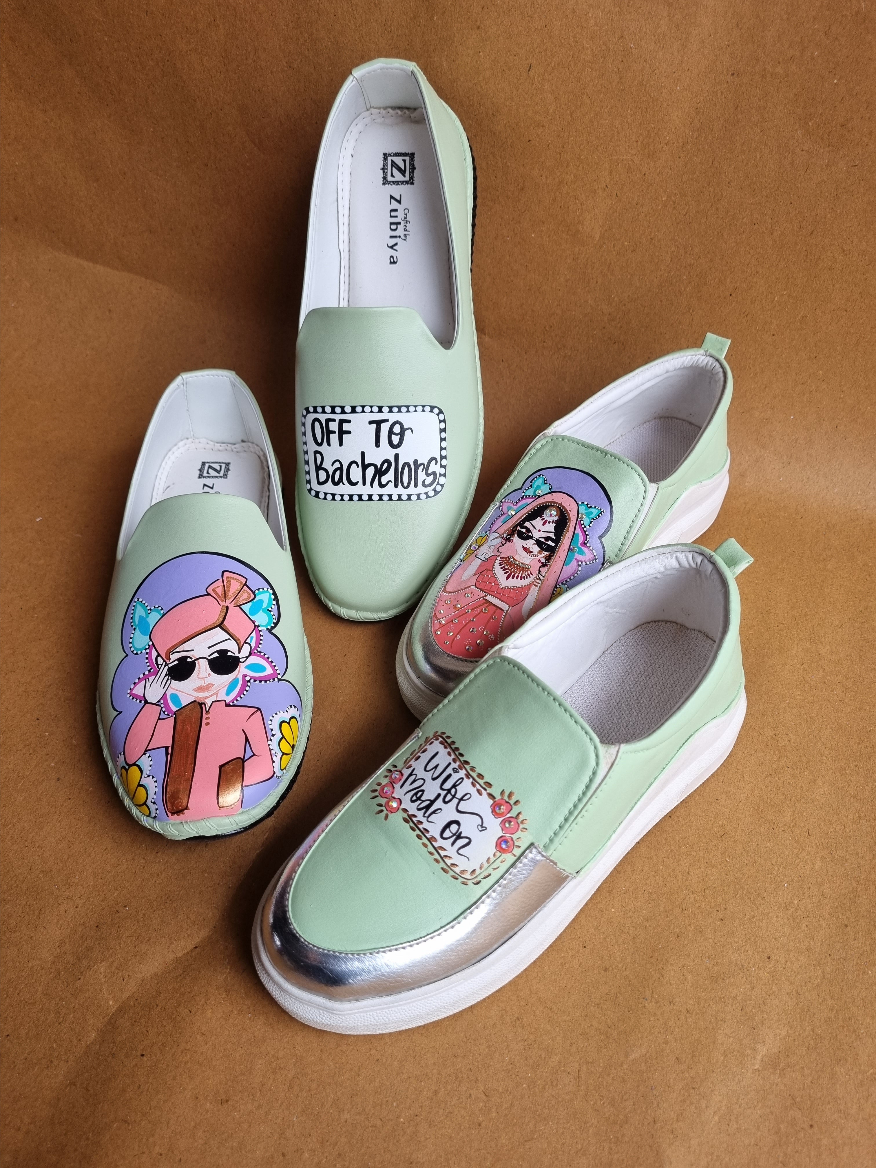 Pista green mojri- sneakers couple Combo