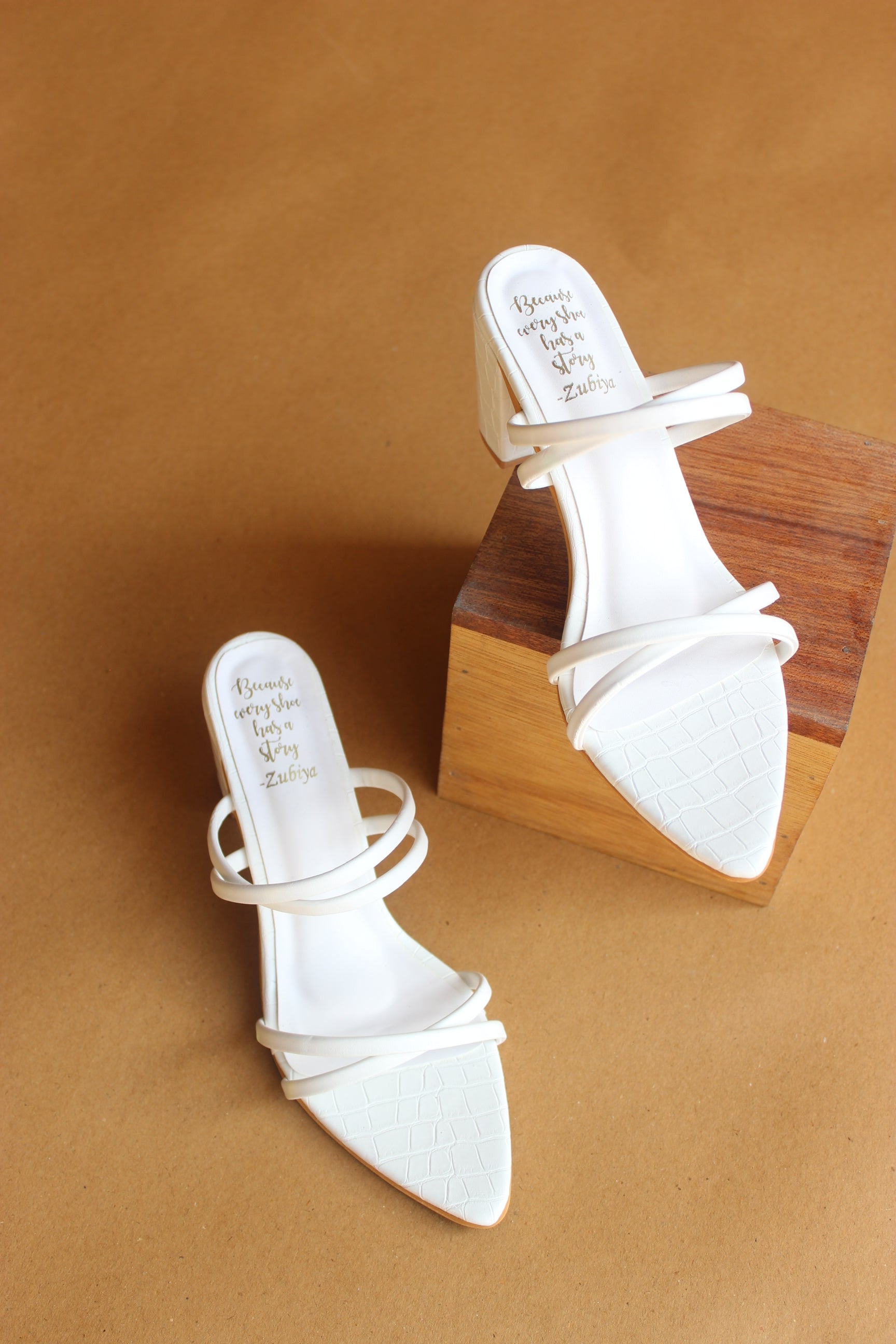 White pointed strappy heel