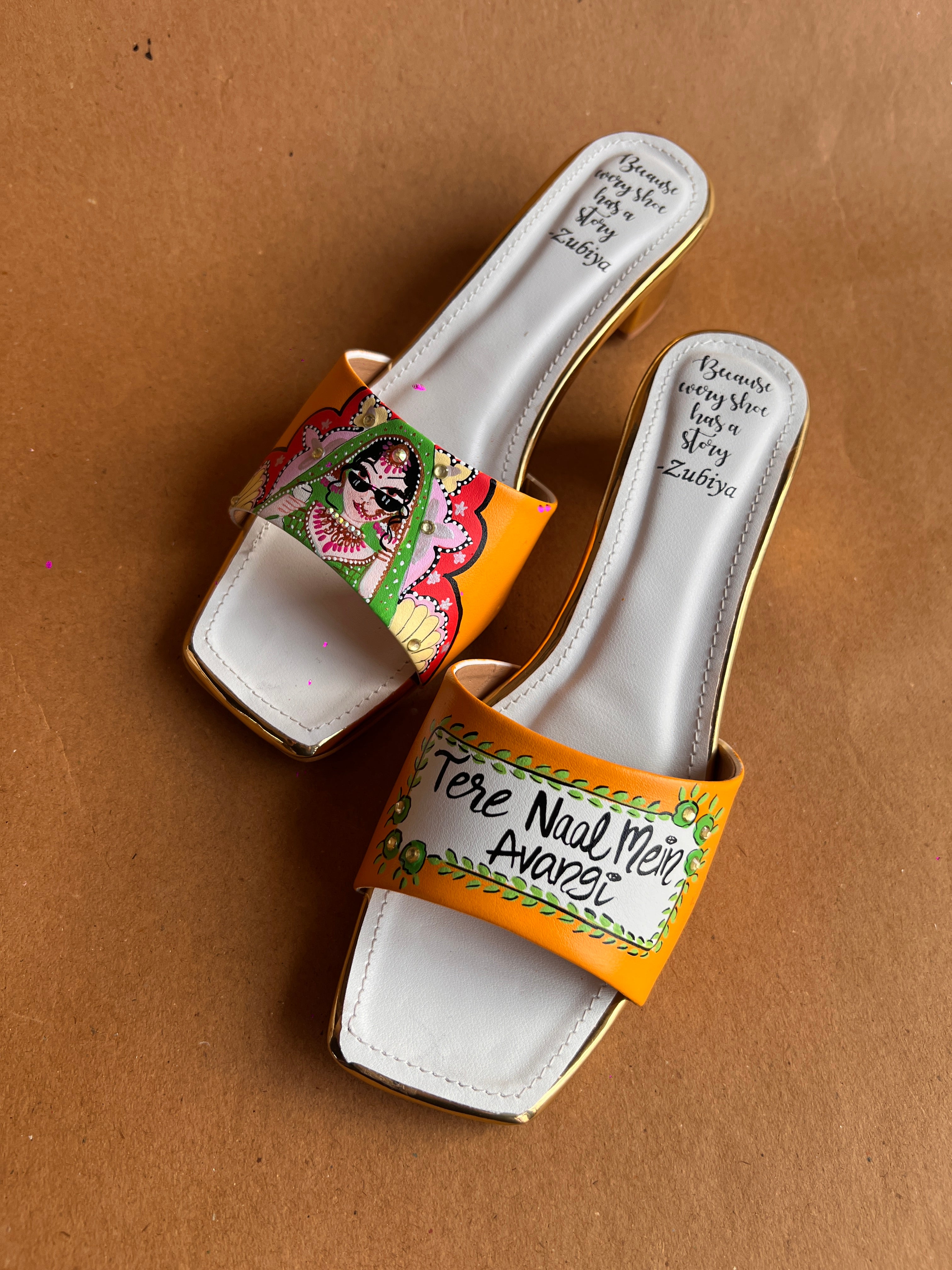 Orangish yellow swag dulhan Artwork Heels