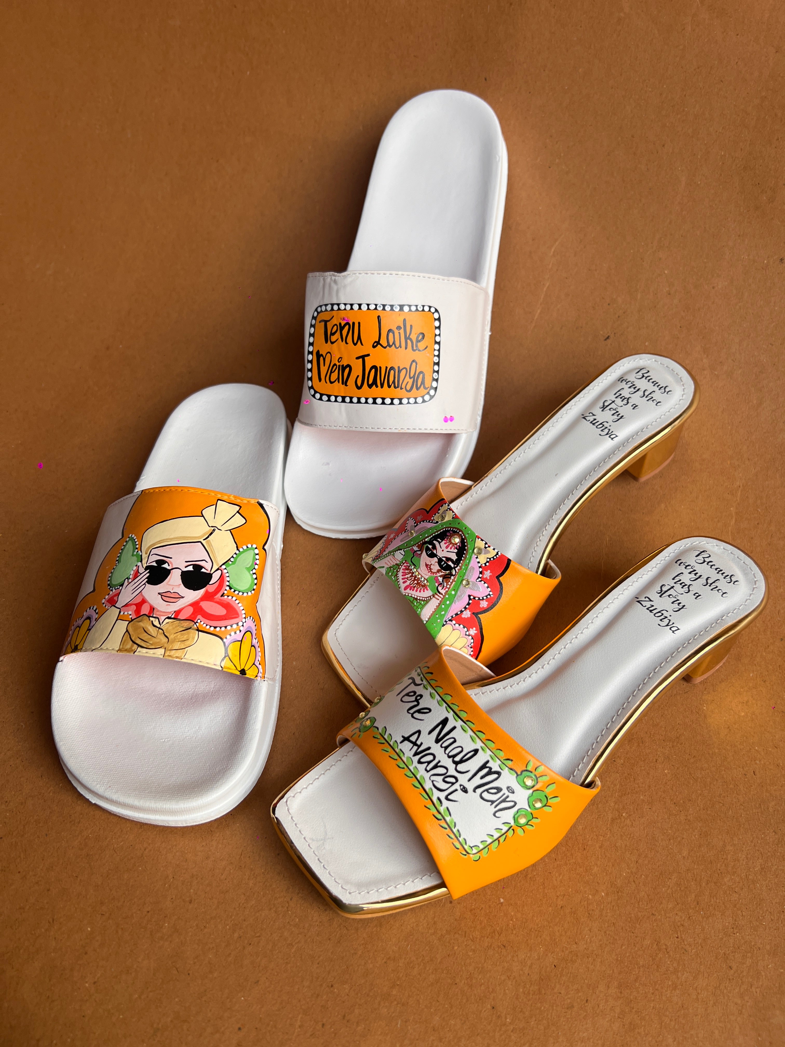 Orangish slider- heel couple combo