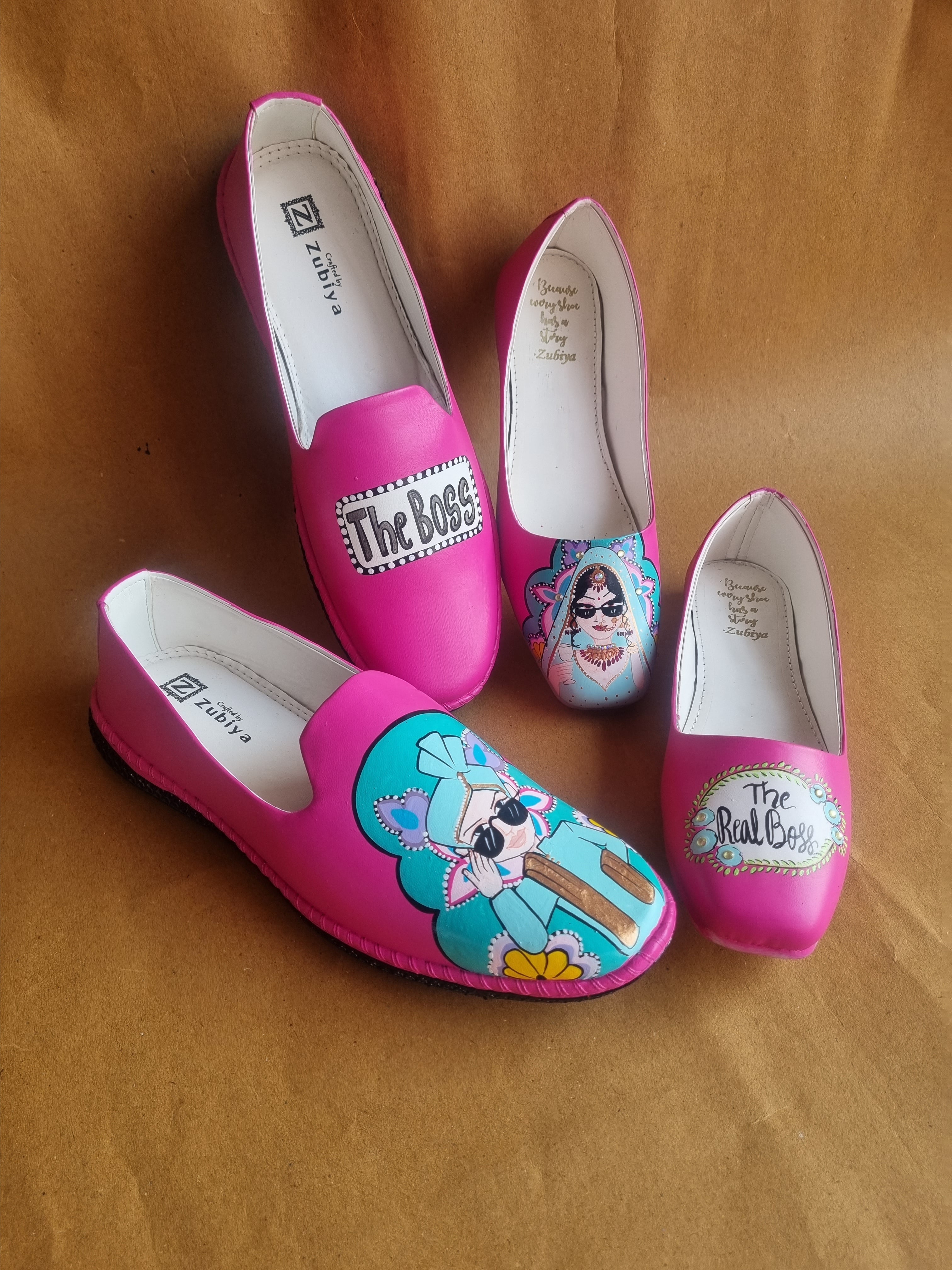 Hot pink boss juttis couple combo