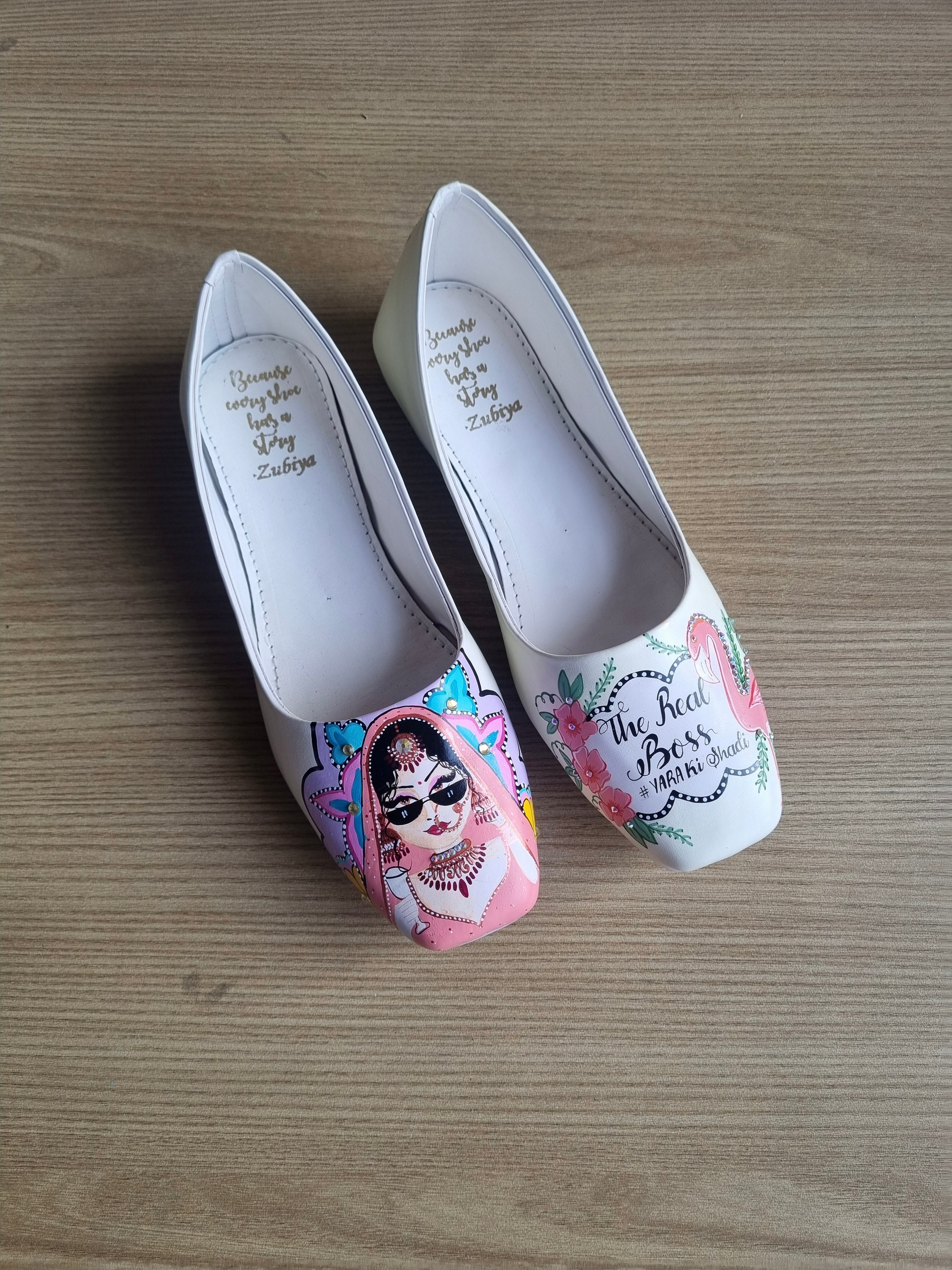 Off white jutti MOJRI flamingo combo