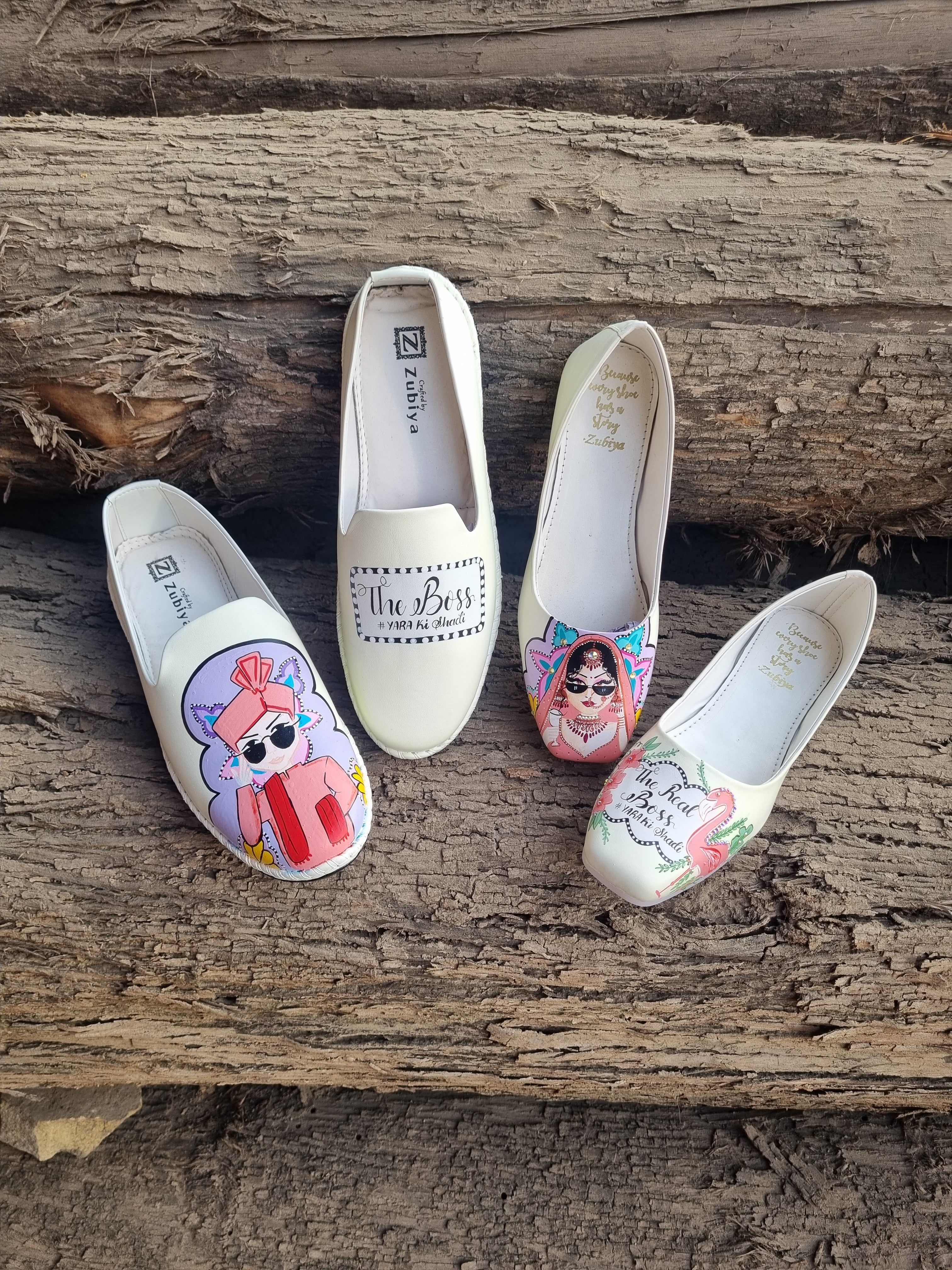 Off white jutti MOJRI flamingo combo