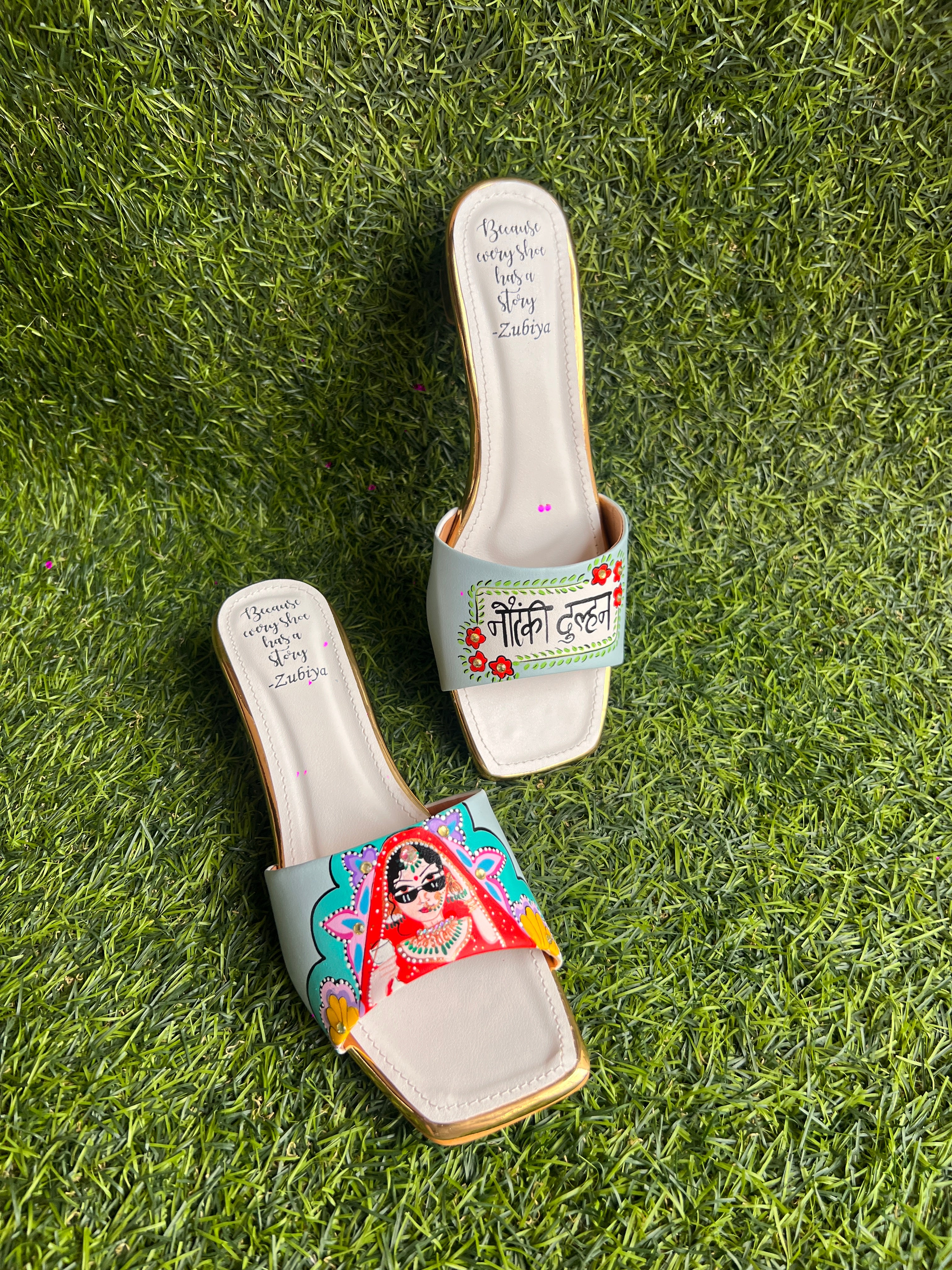 Powder blue swag dulhan Artwork Heels