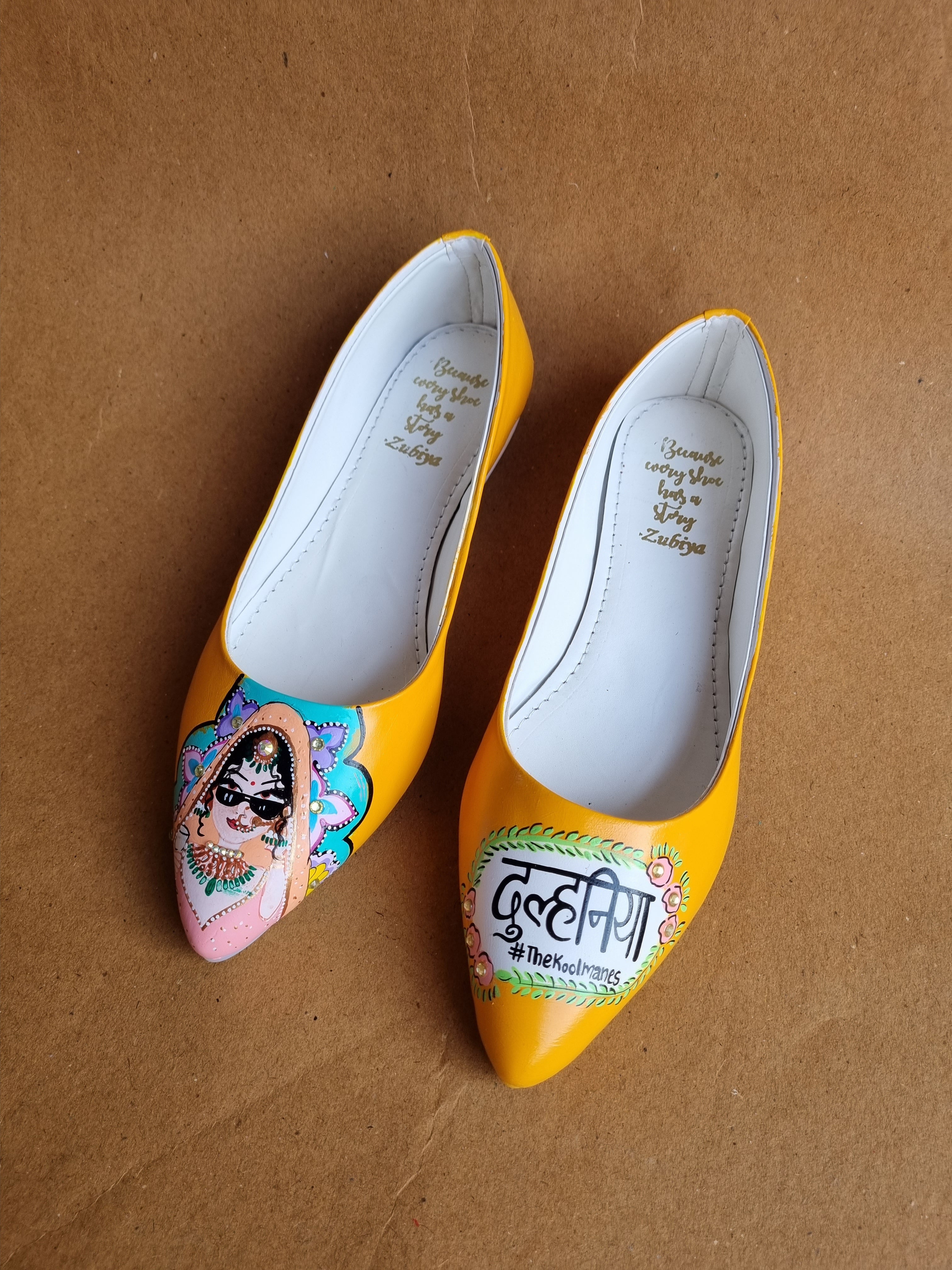 Orangish yellow swag dulhan pointed juttis