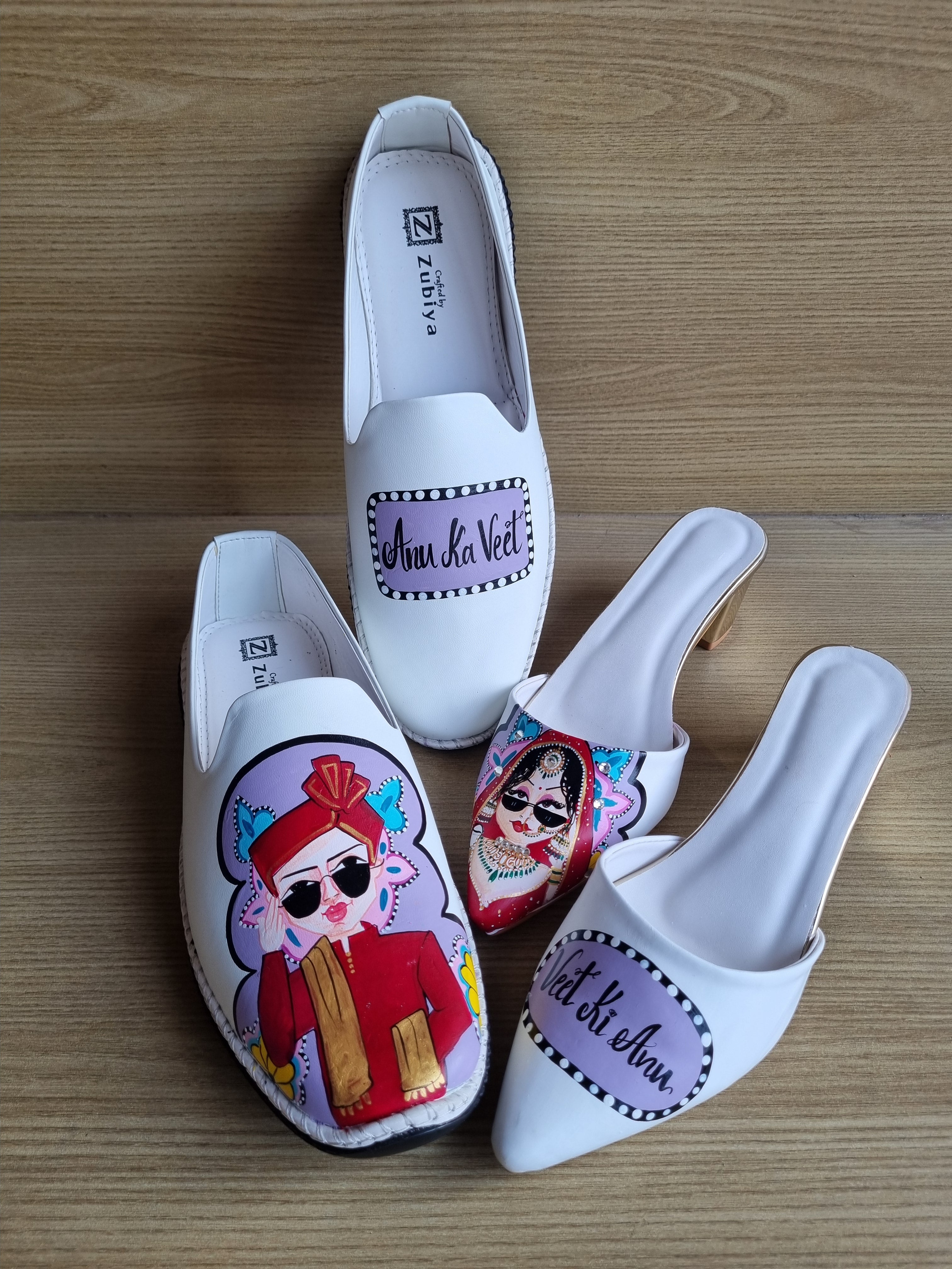 White lilac  men’s Mojris -2 inch mules couple combo