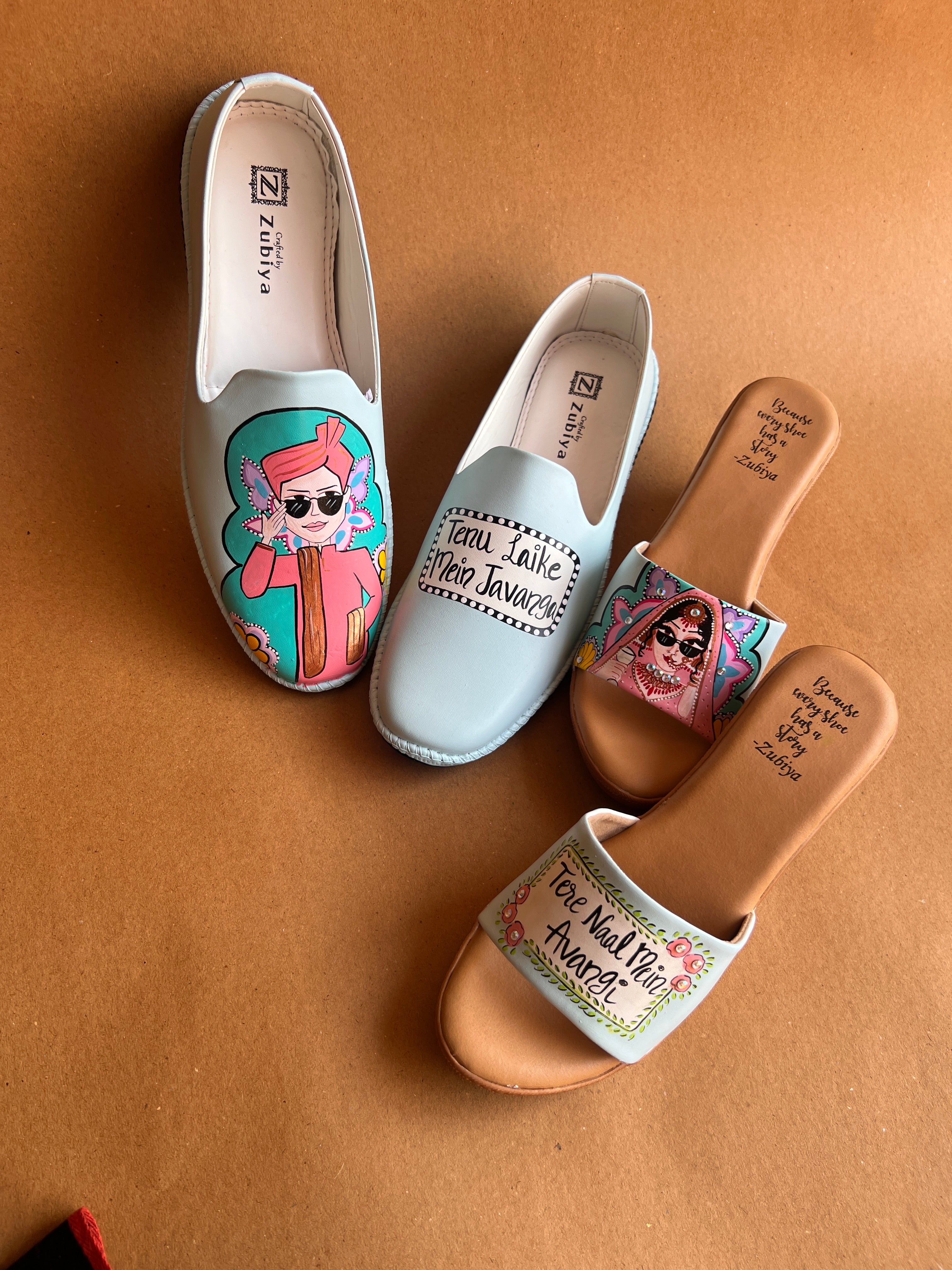 Powder blue men’s Mojris - 3.5 inch wedges couple combo