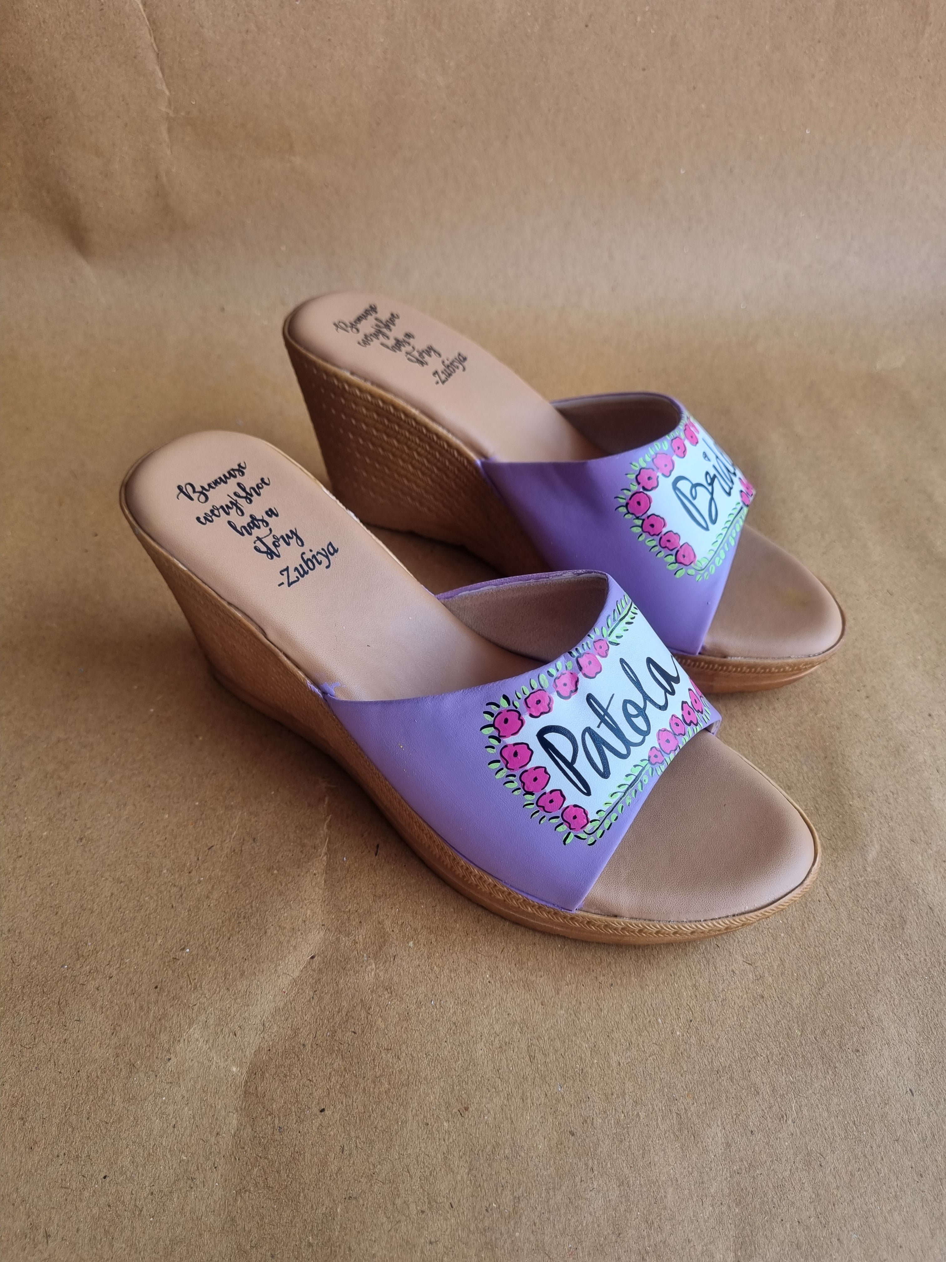 Lavender wedges flats Combo slides