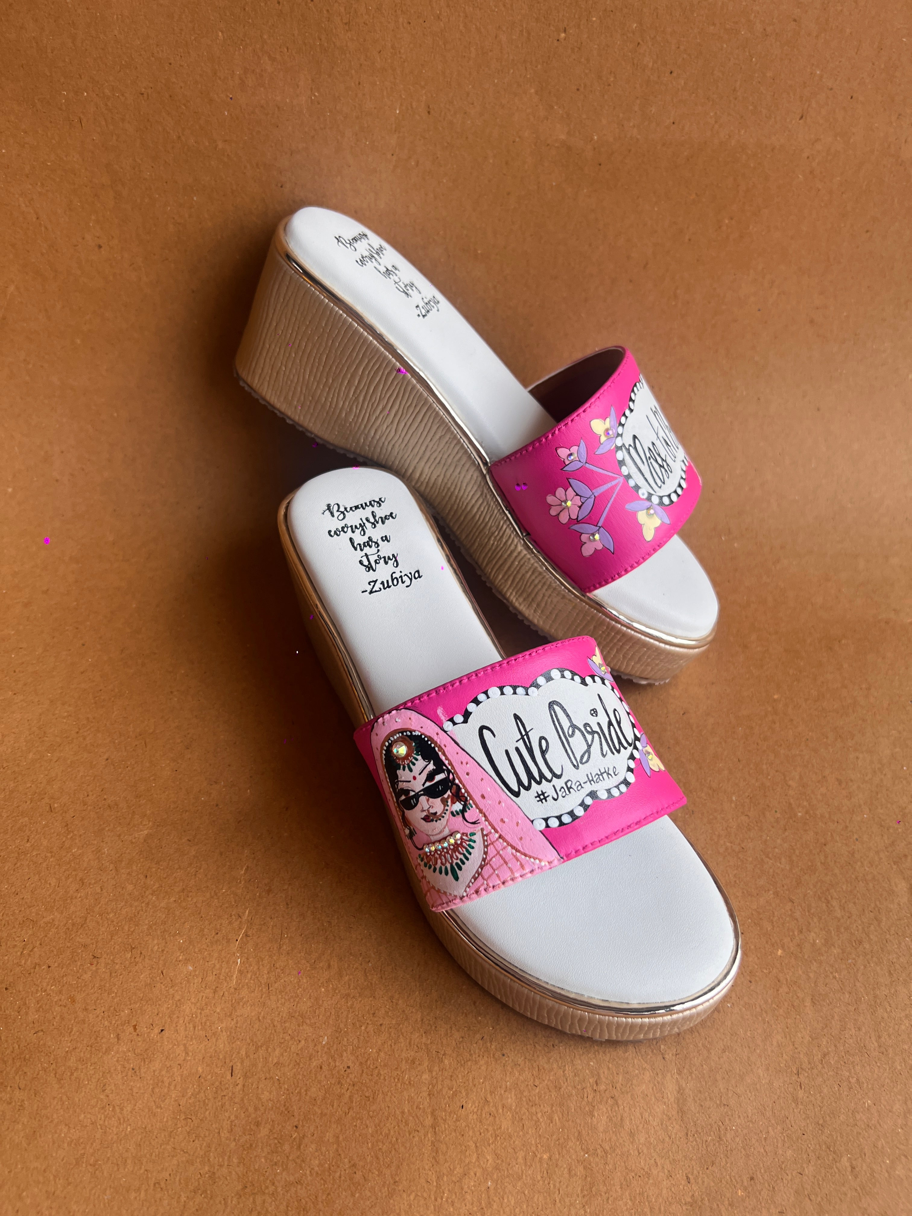 Pink golden wedges swag dulhan heels