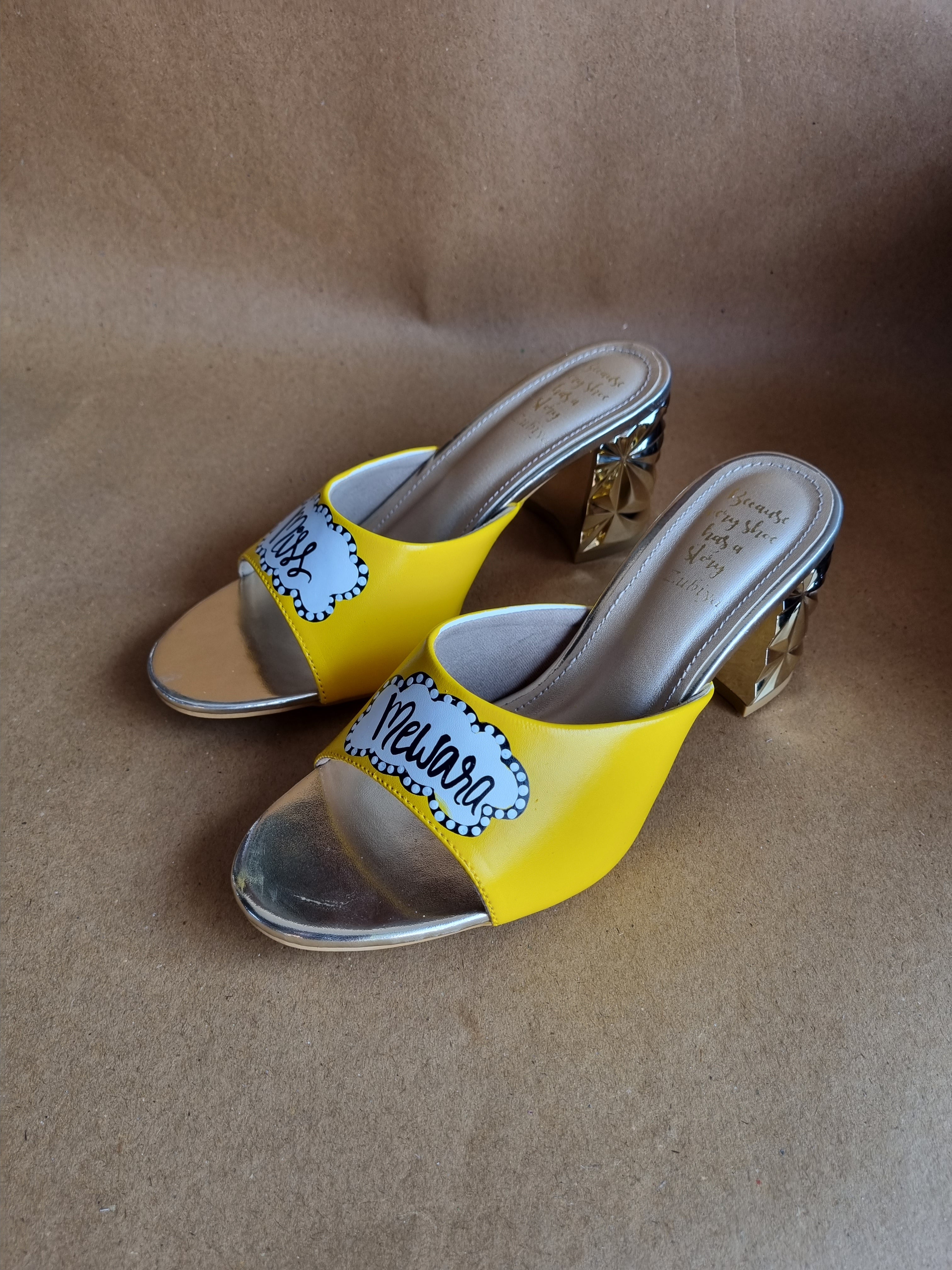 Yellow bubble 3 inch heels