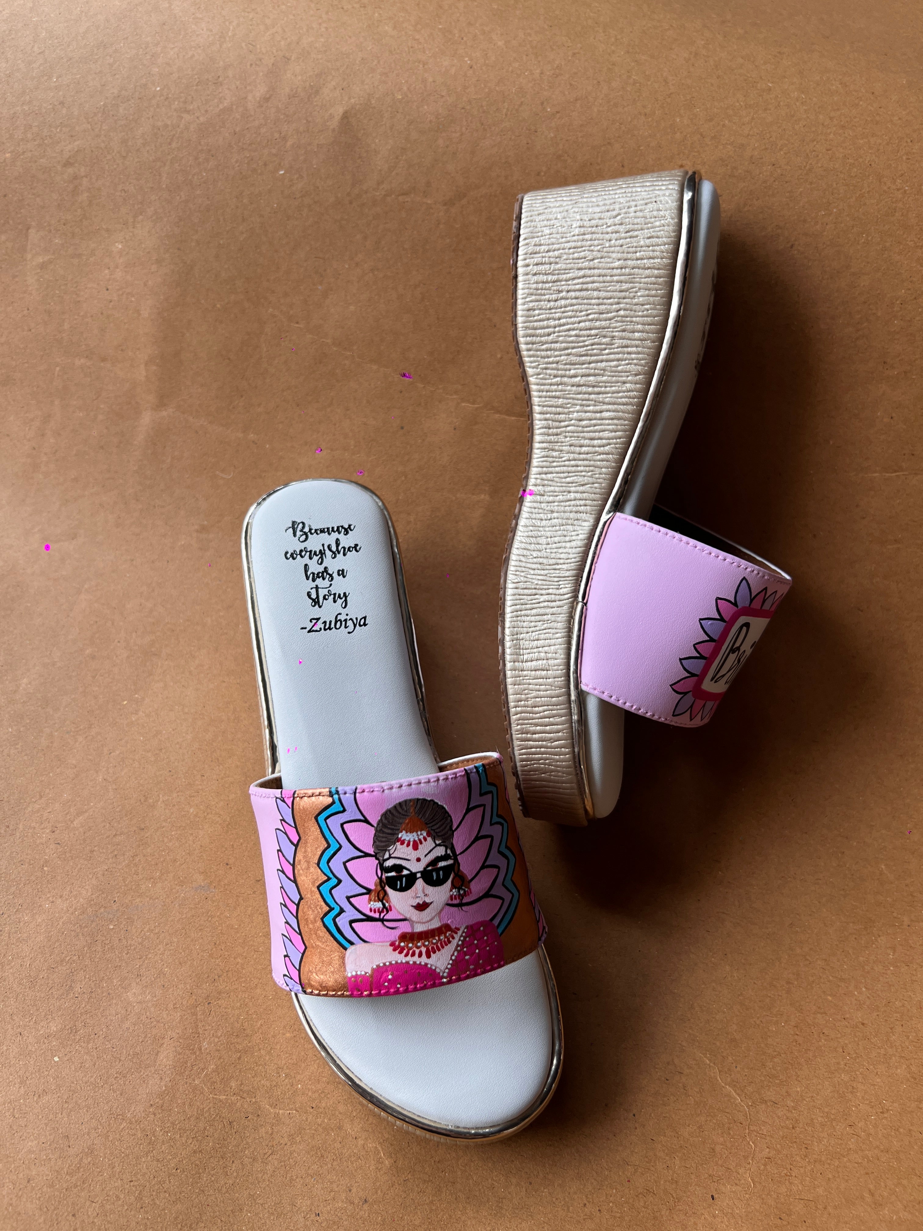 Brides mom golden wedges swag dulhan heels