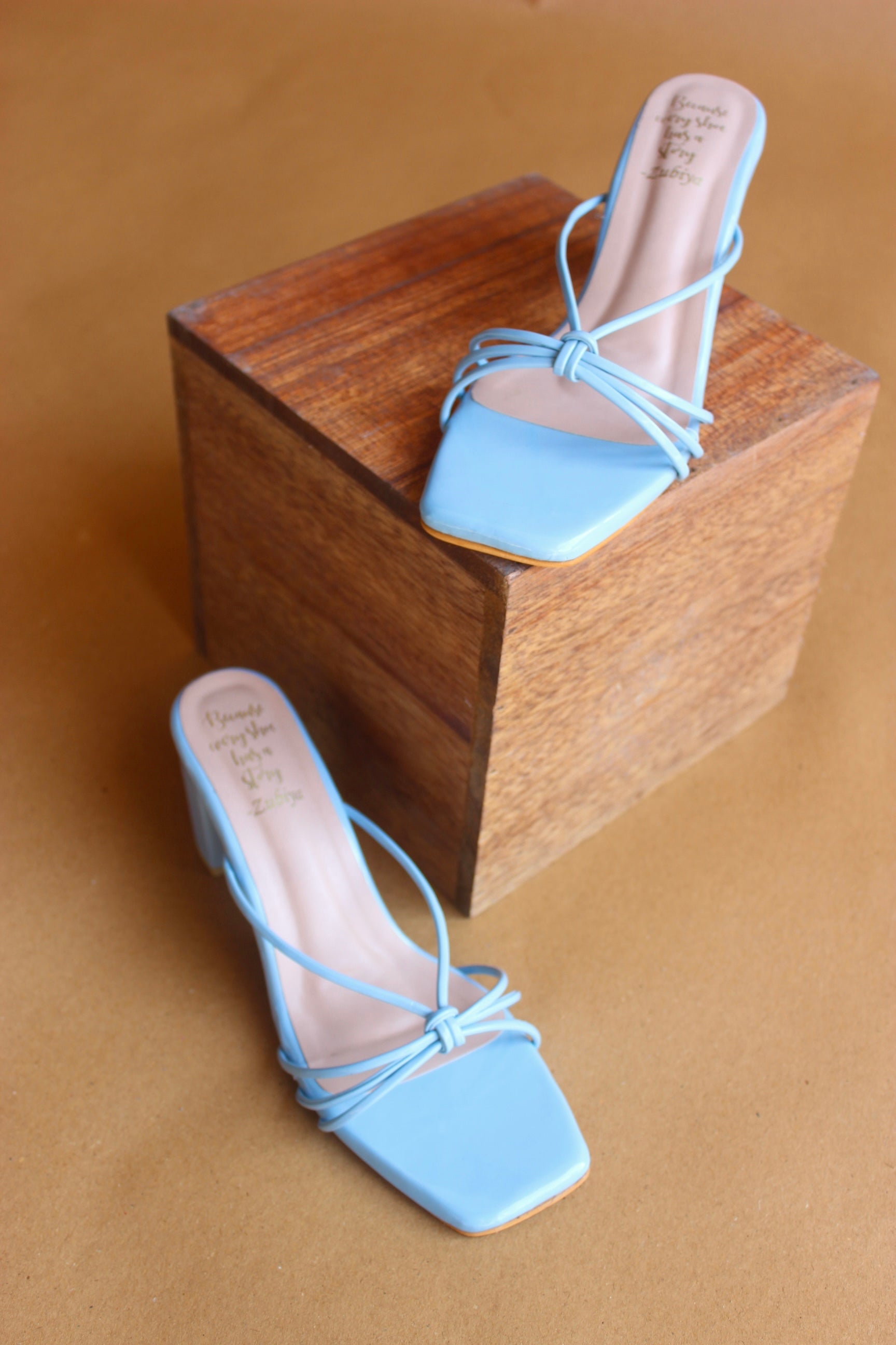 Powder blue strappy heel