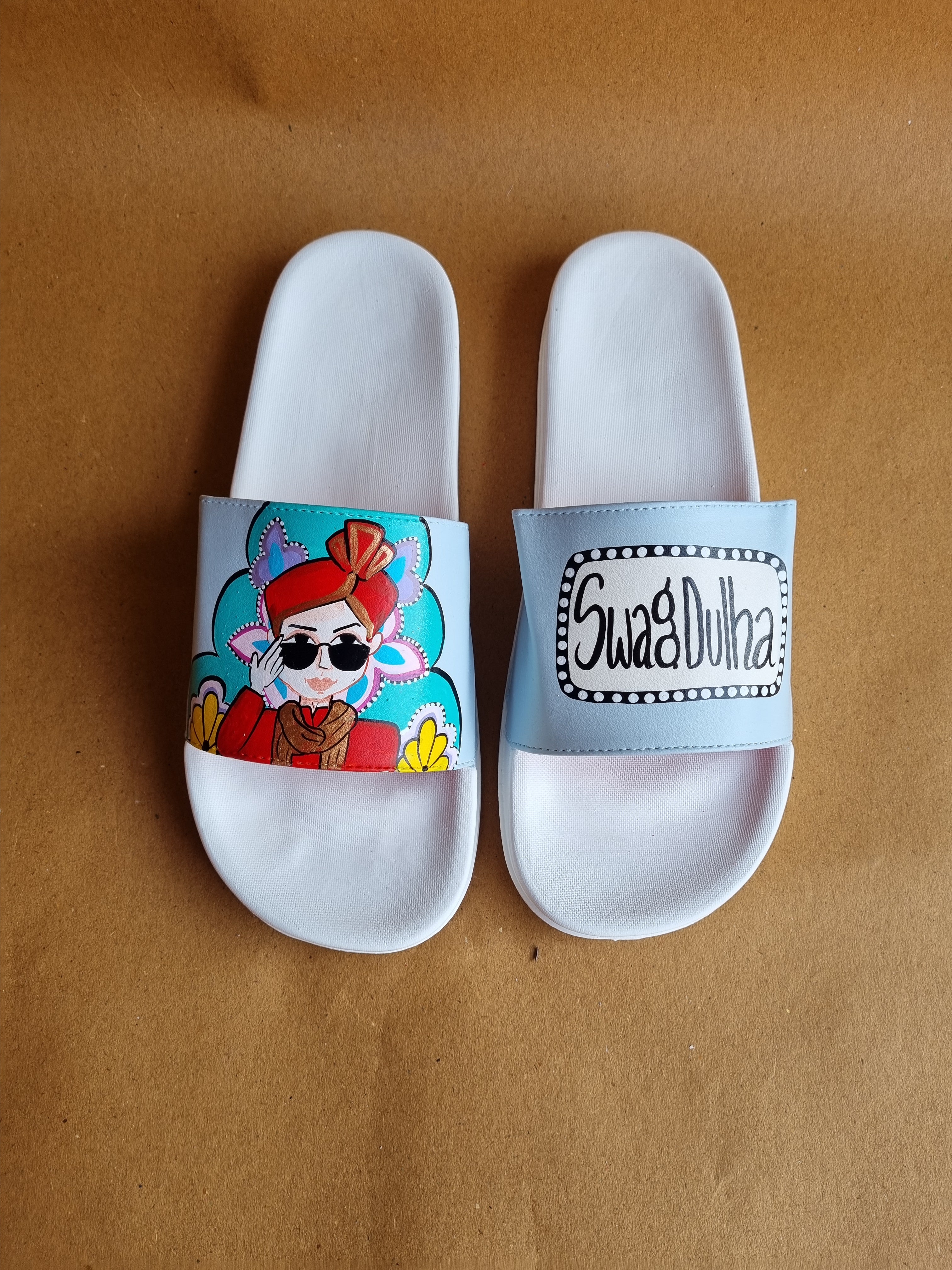 Powder blue Sliders swag couple flats combo