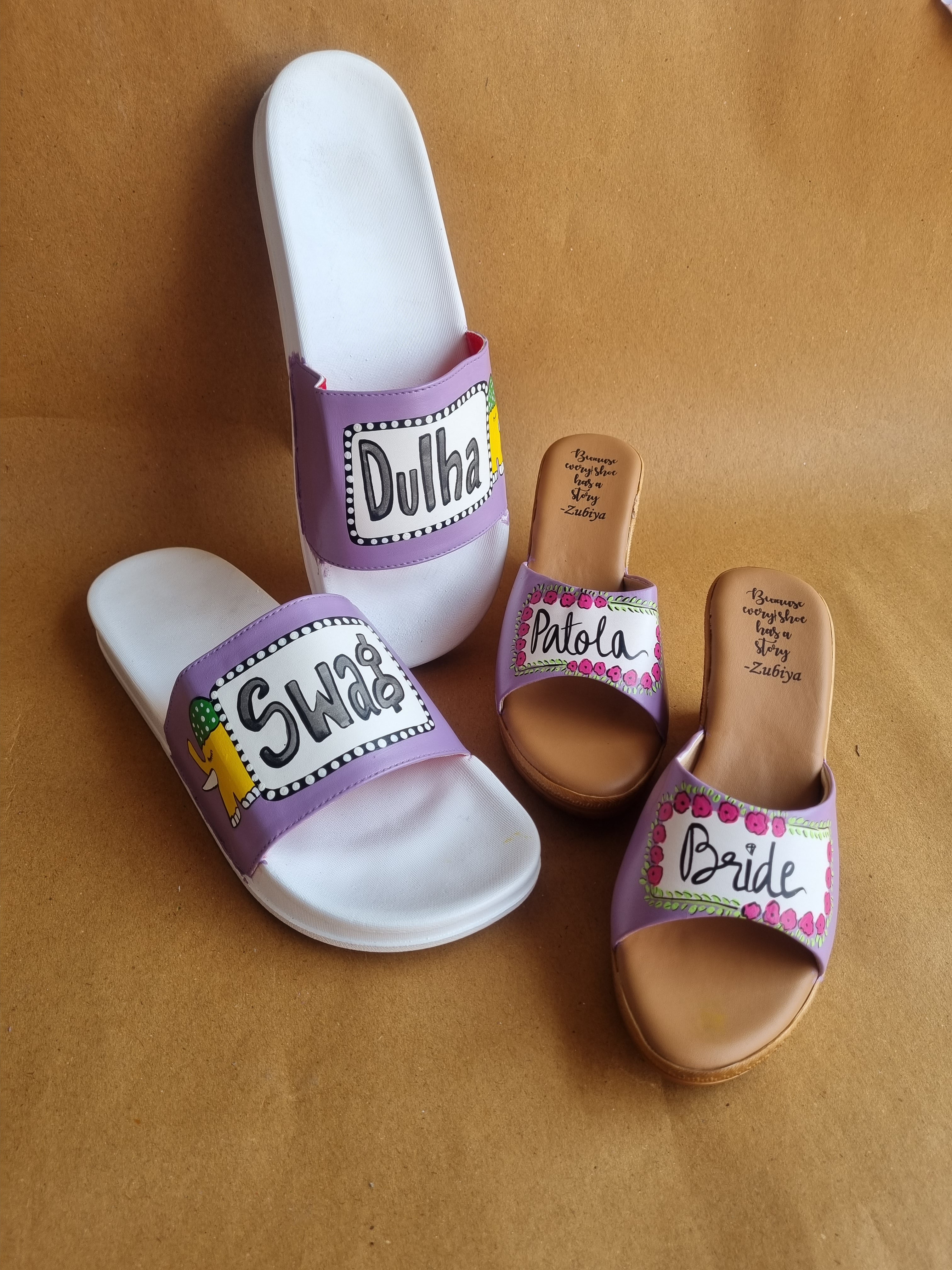 Lavender wedges flats Combo slides