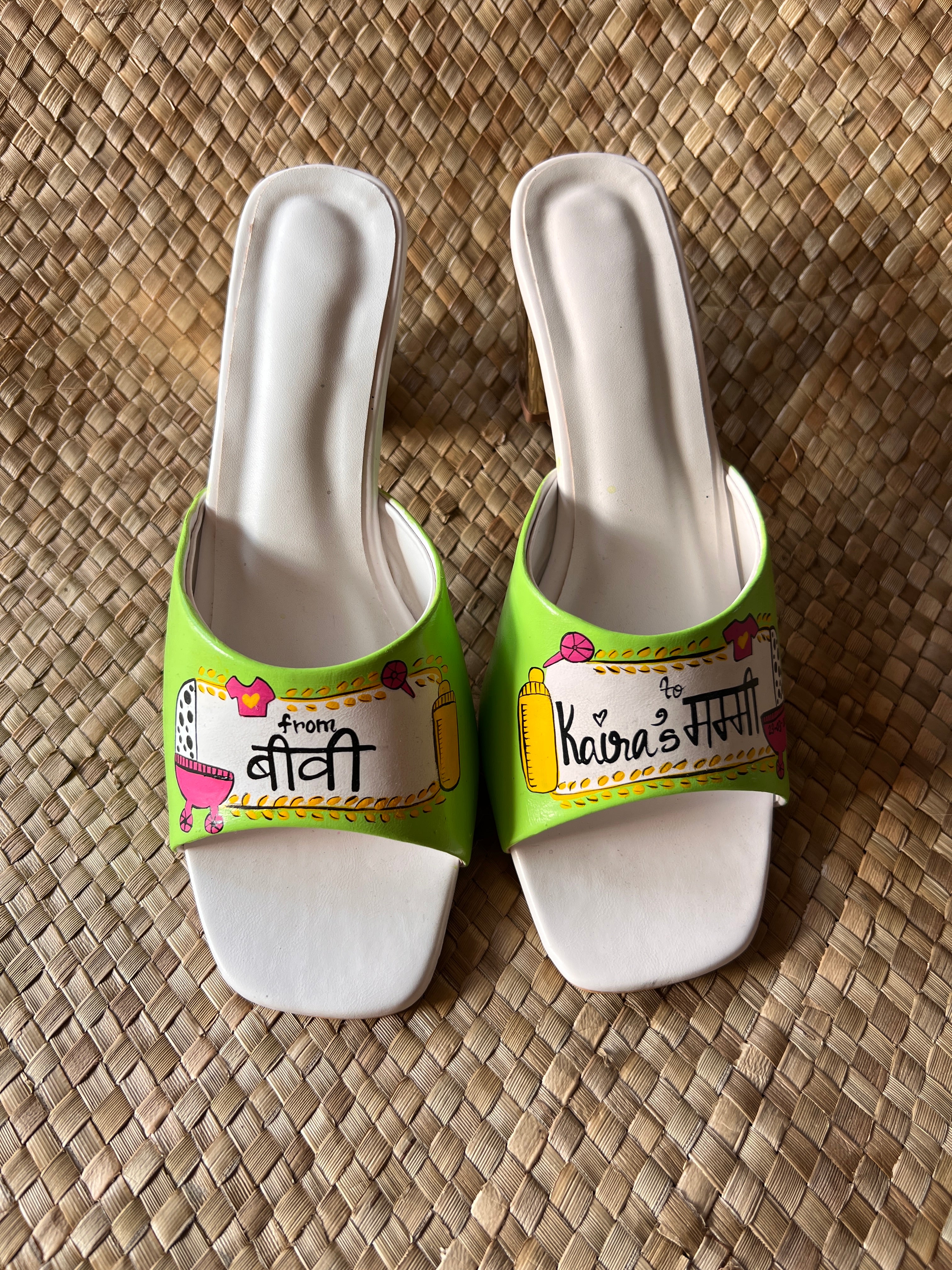 Mom to be neon green heels