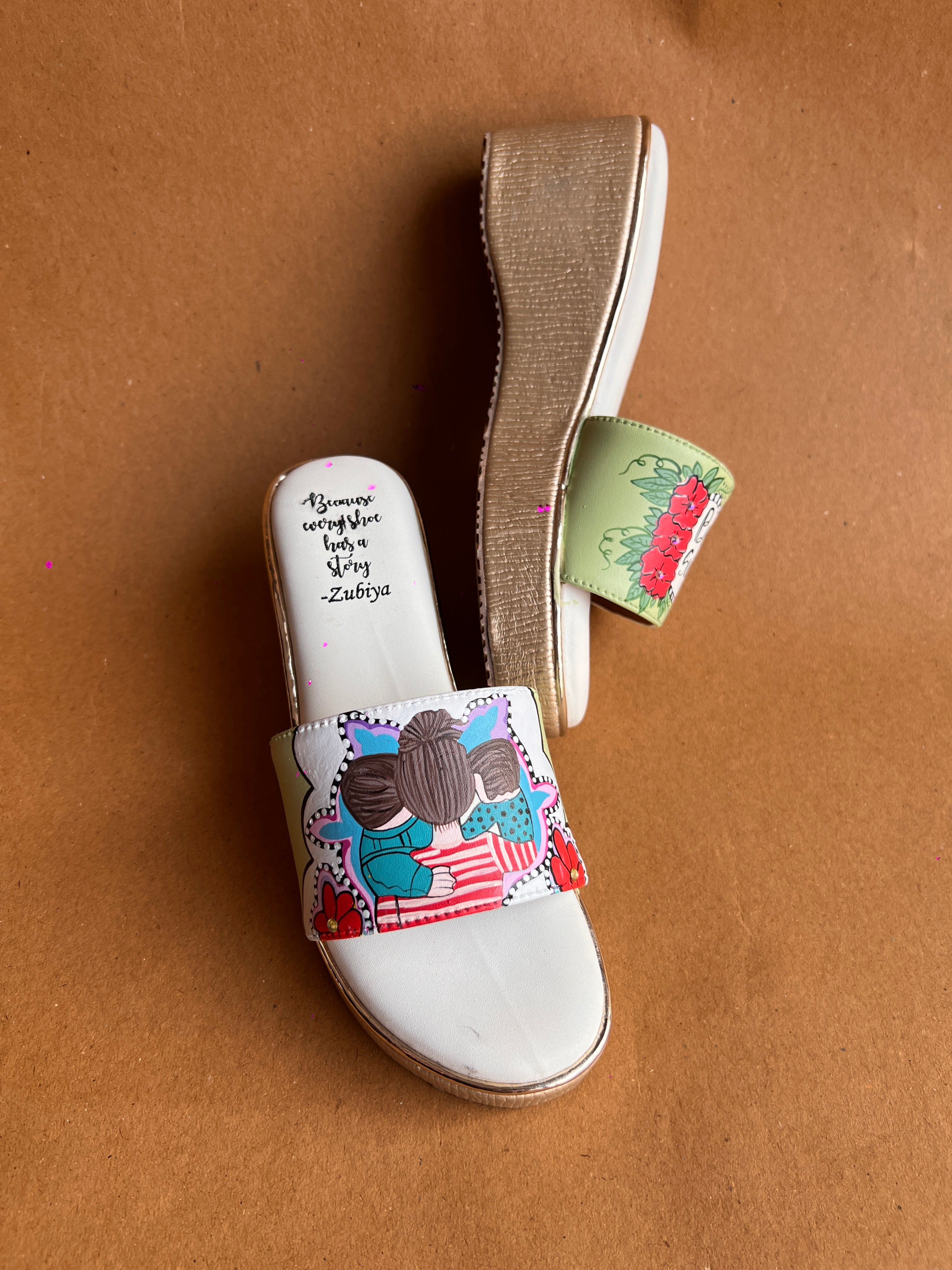 Pista green golden wedges heels