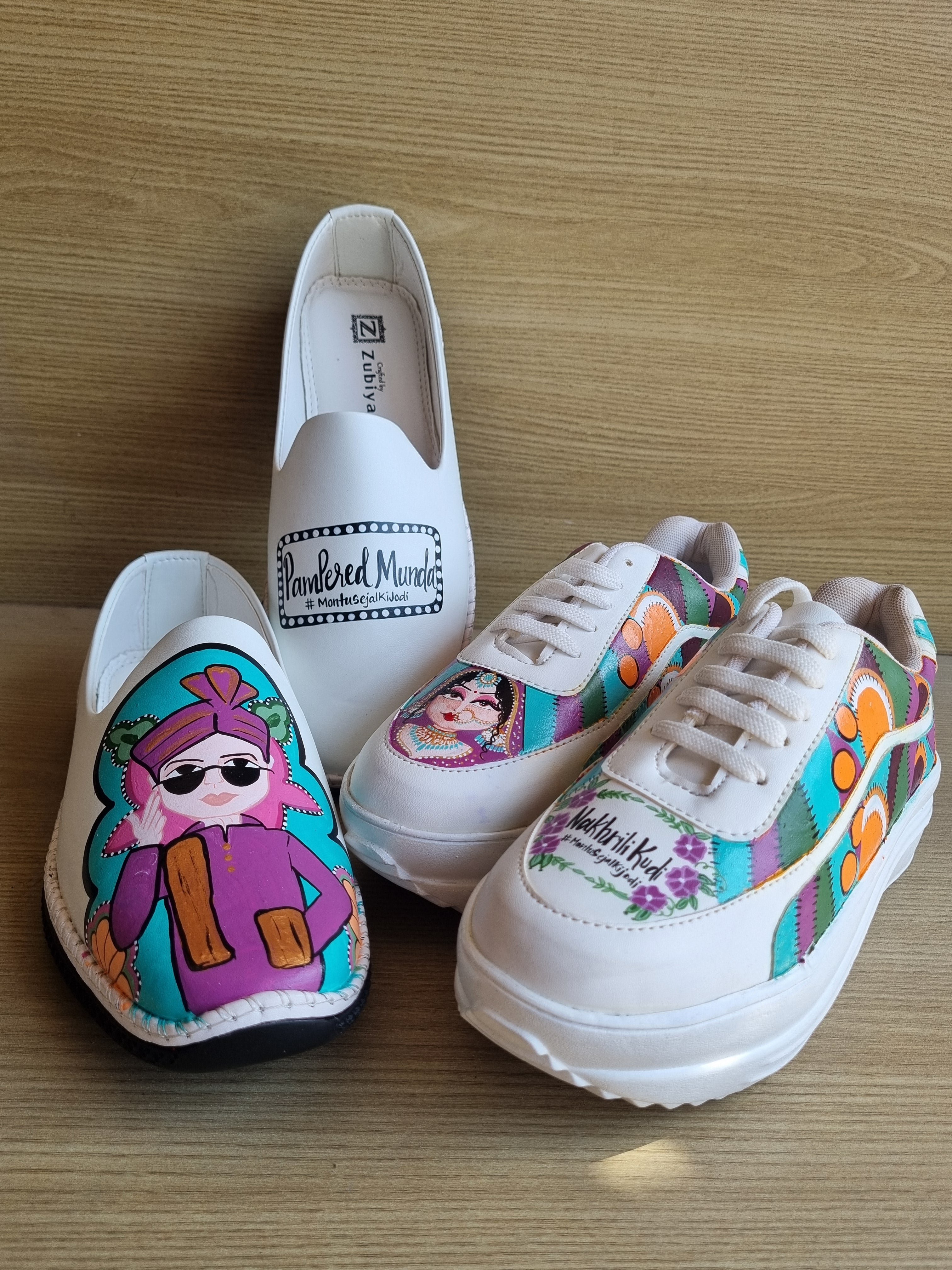 White mojri-heel sneakers couple Combo