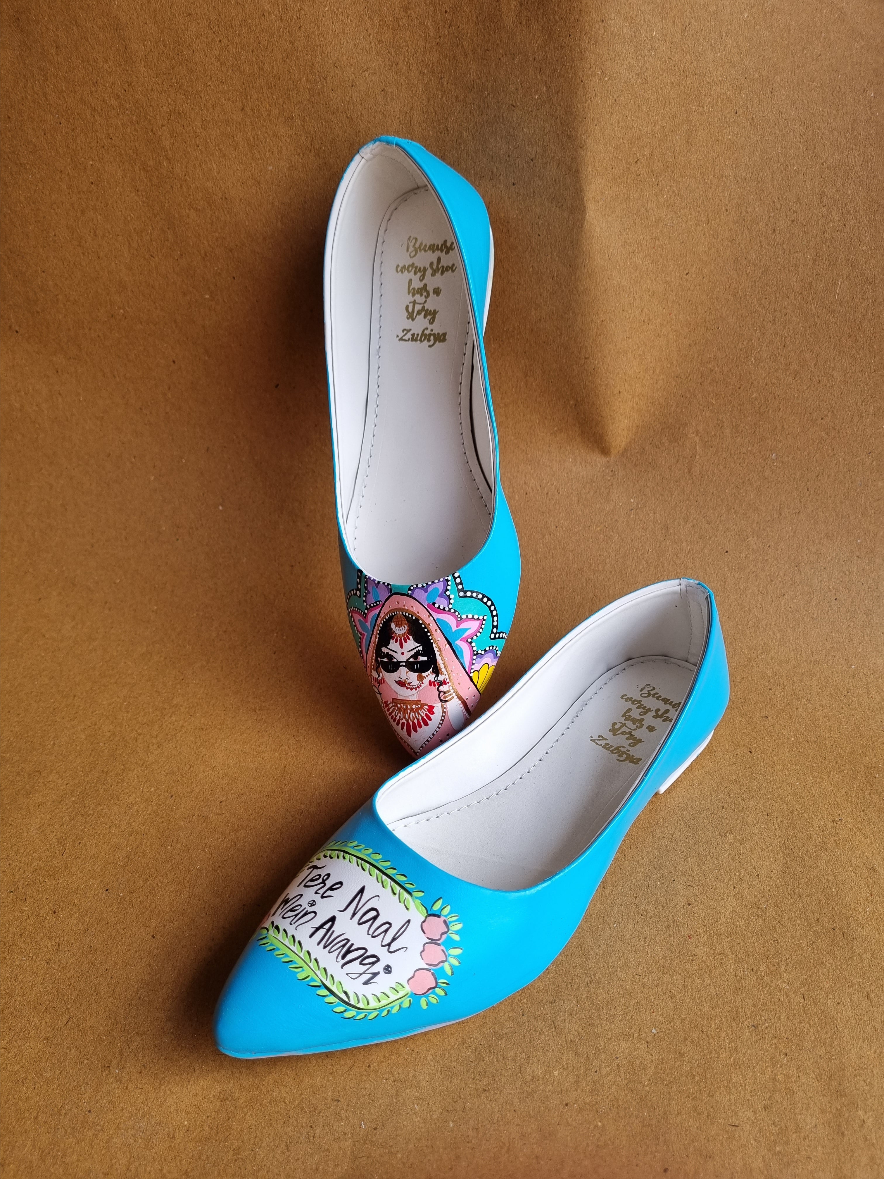 Sky blue dulhaniya pointed juttis