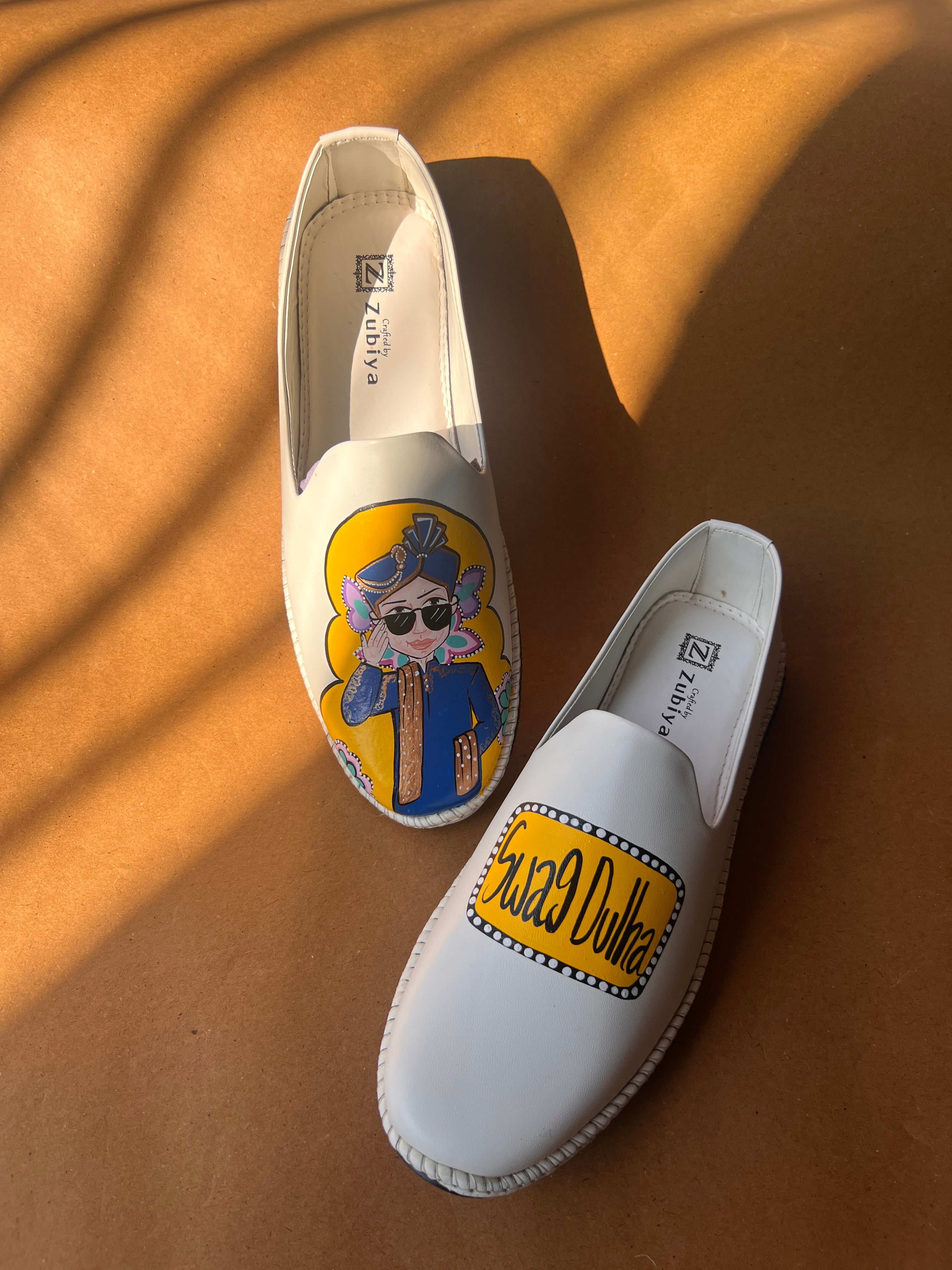 White-bright blue swag dulha  mojirs