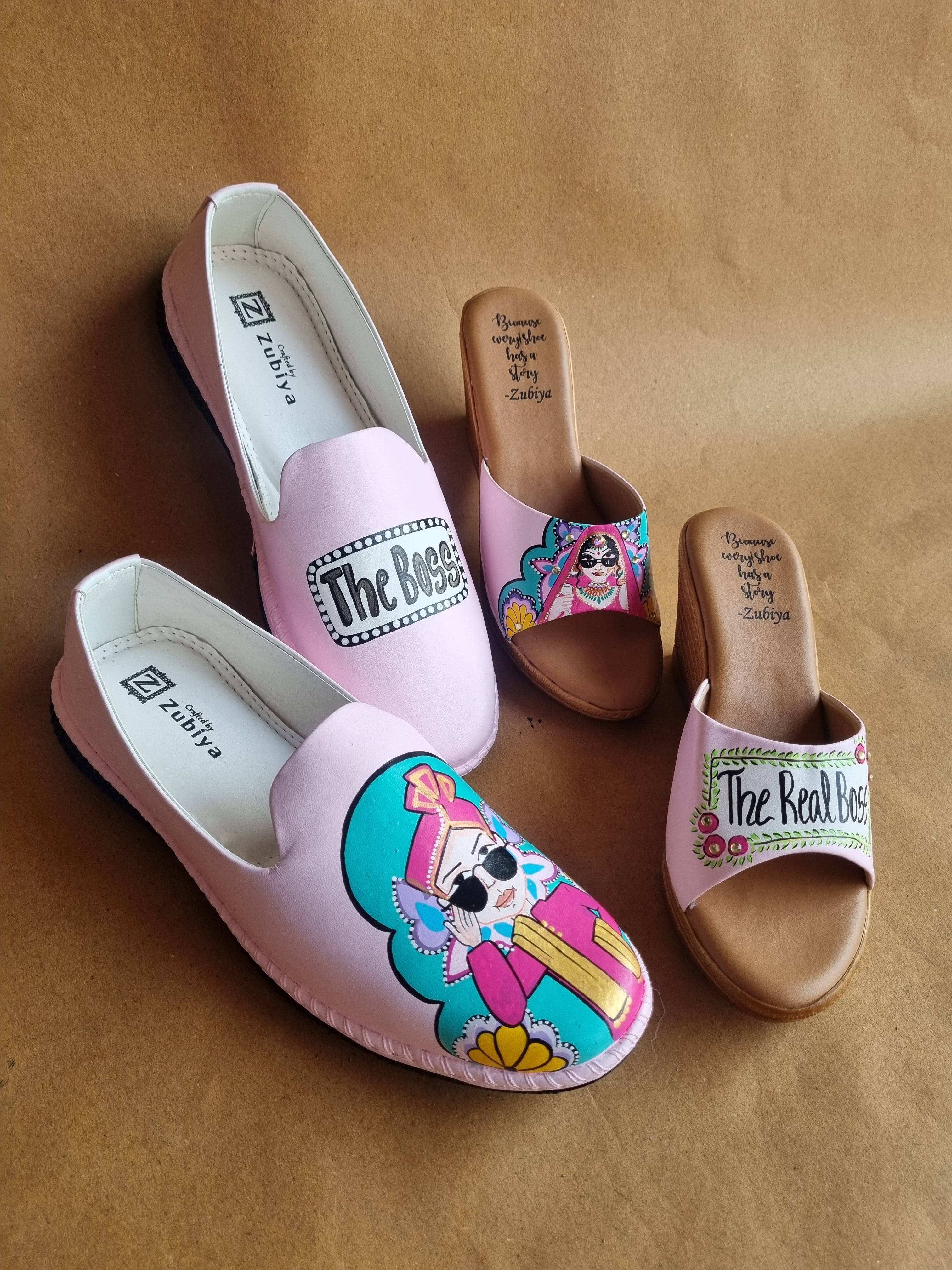 Baby pink men’s Mojris - 3.5 inch wedges couple combo