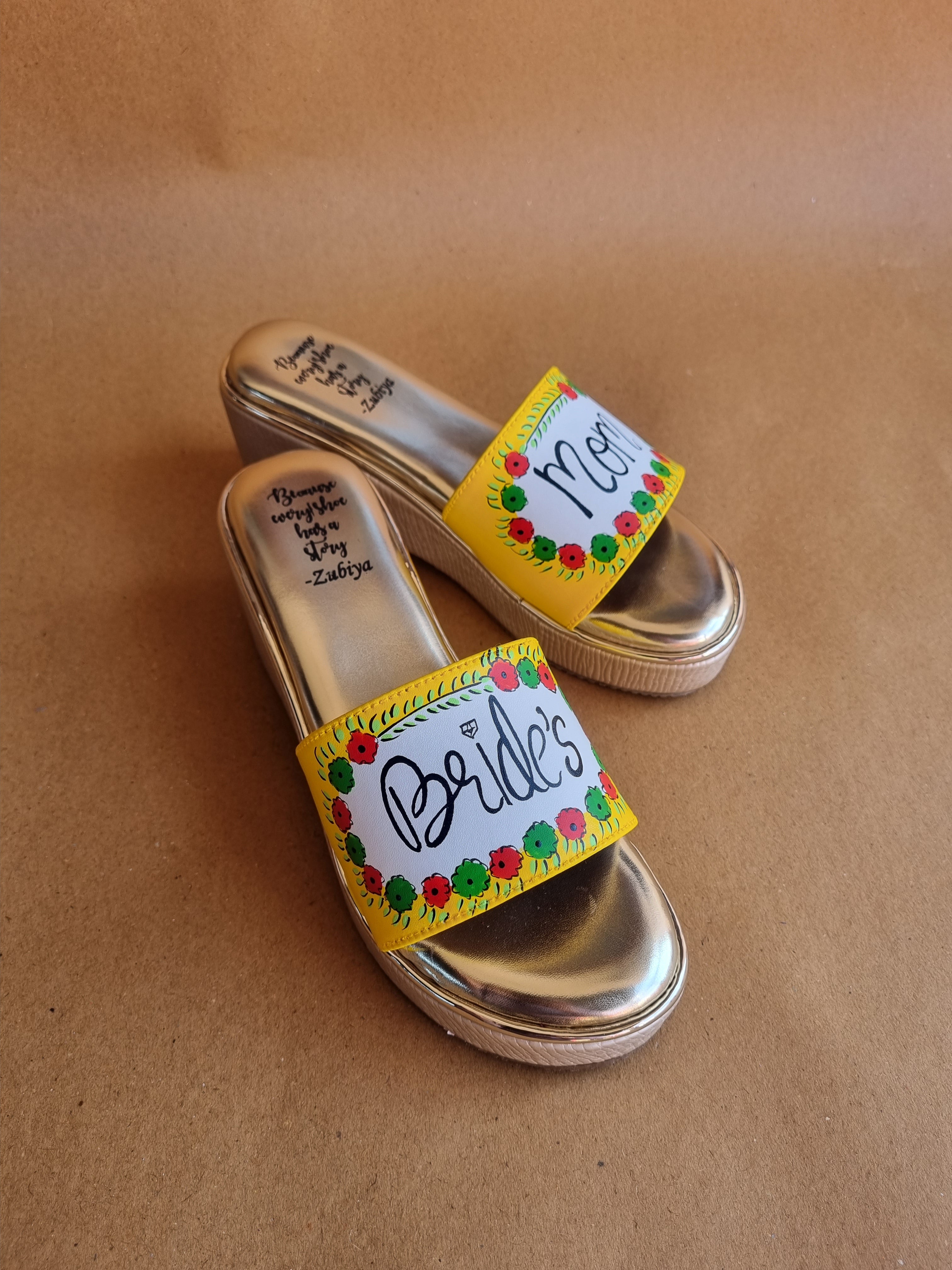 Brides mom 3 inch yellow golden wedges heels