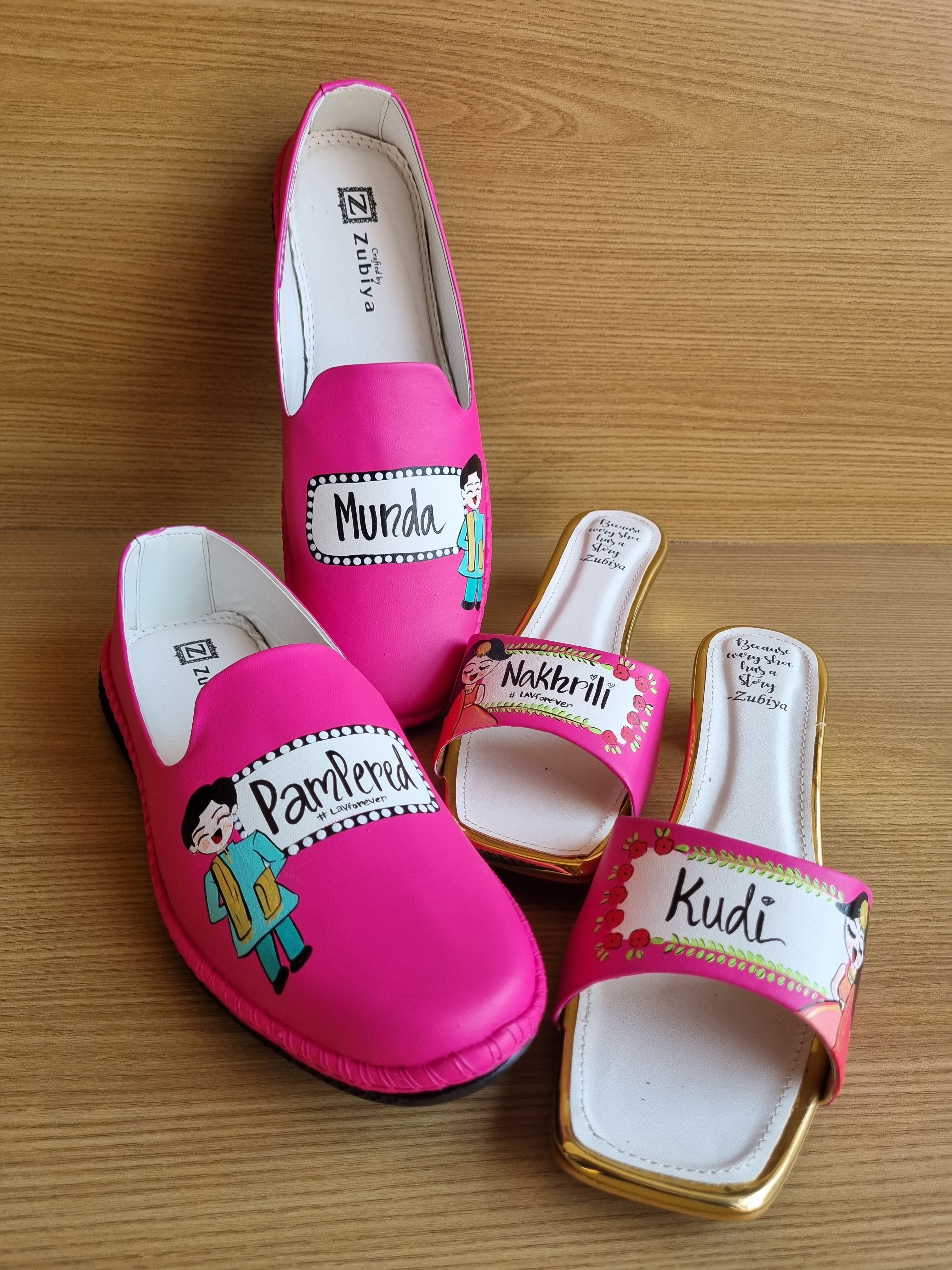 Hot pink pampered munda-nakrili kudi swag couple combo