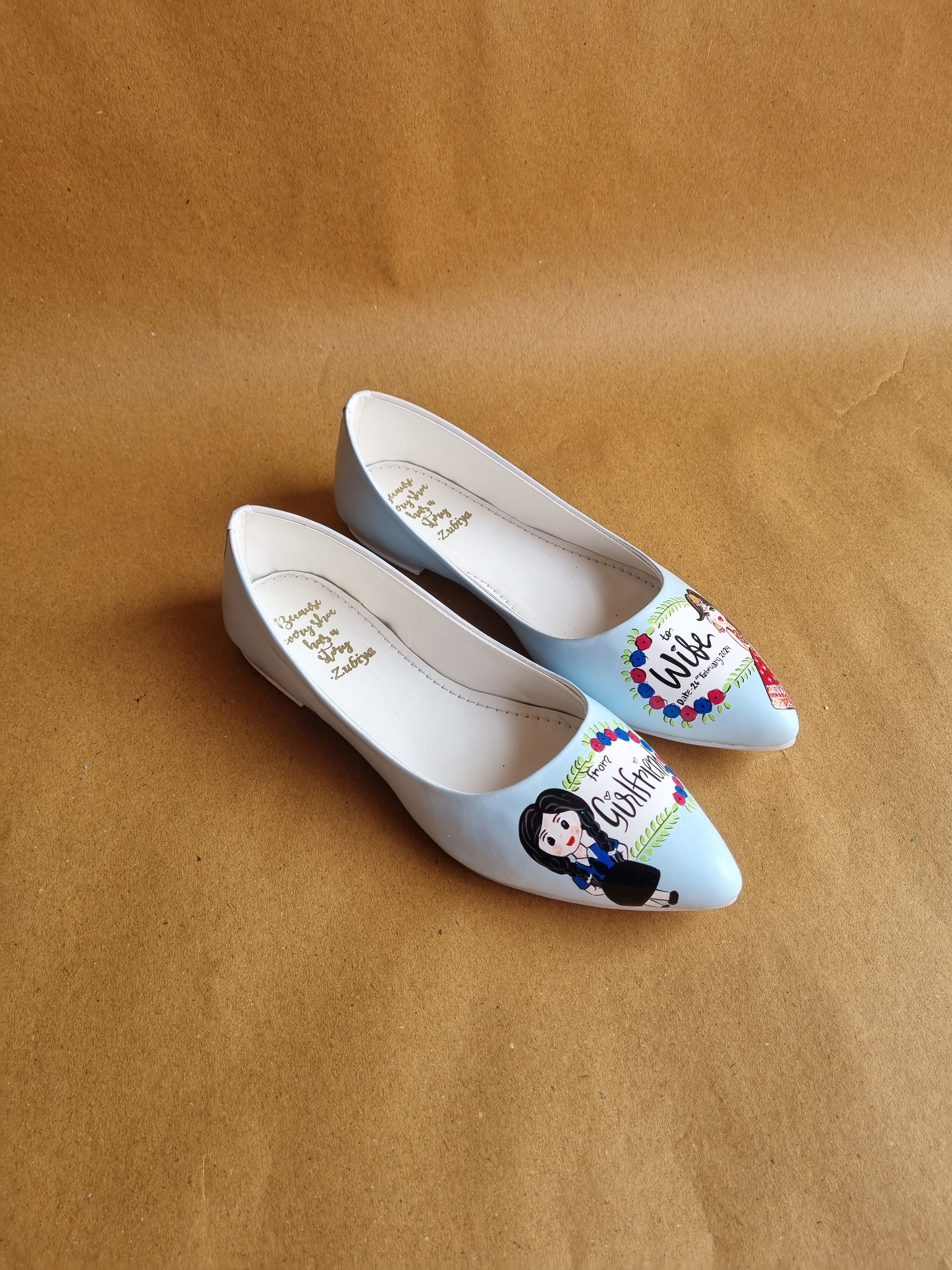 Powder blue dulhan pointed juttis