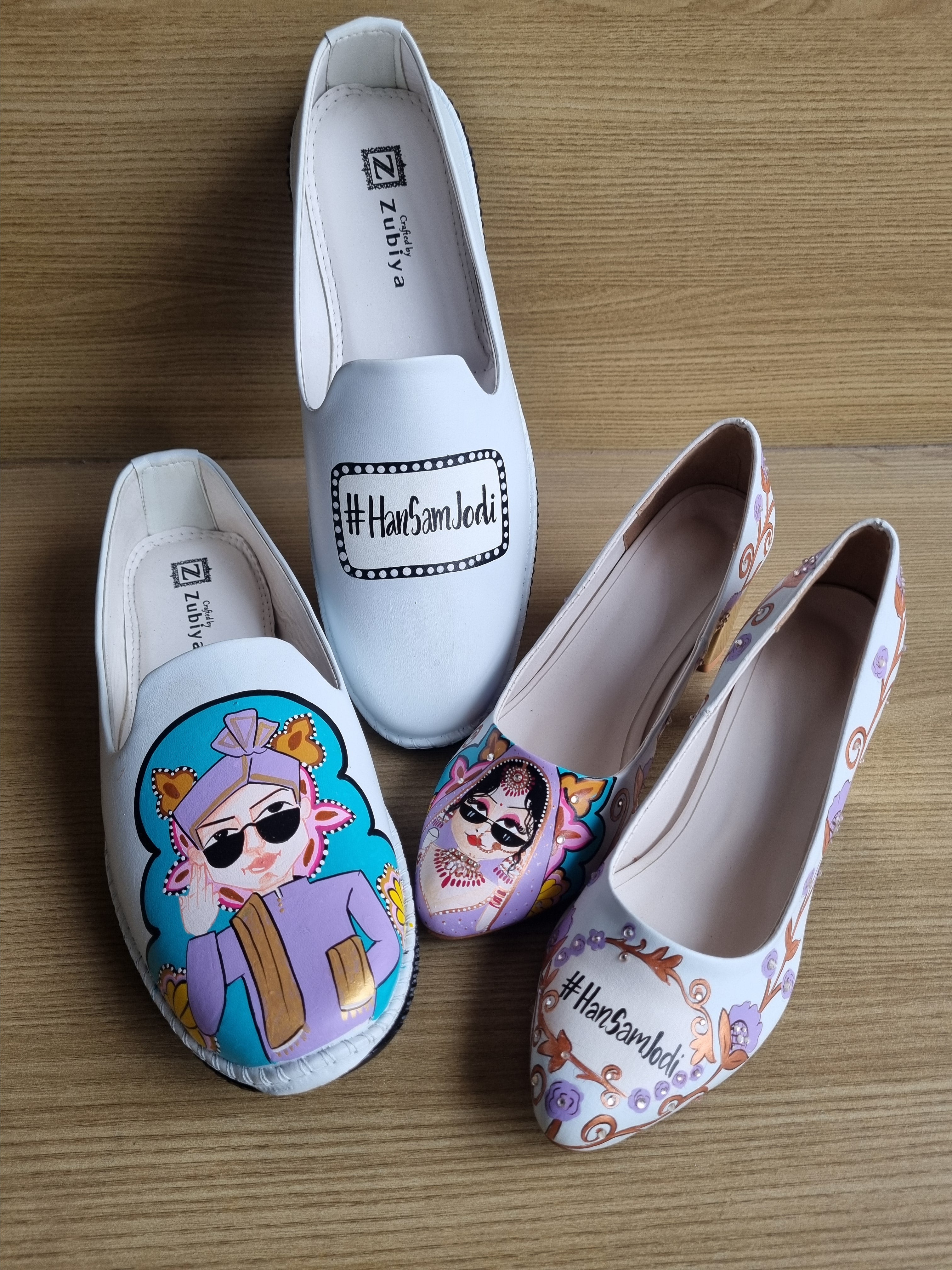 Powder blue lavander intricate men’s Mojris - 3.5 inch pump block couple combo