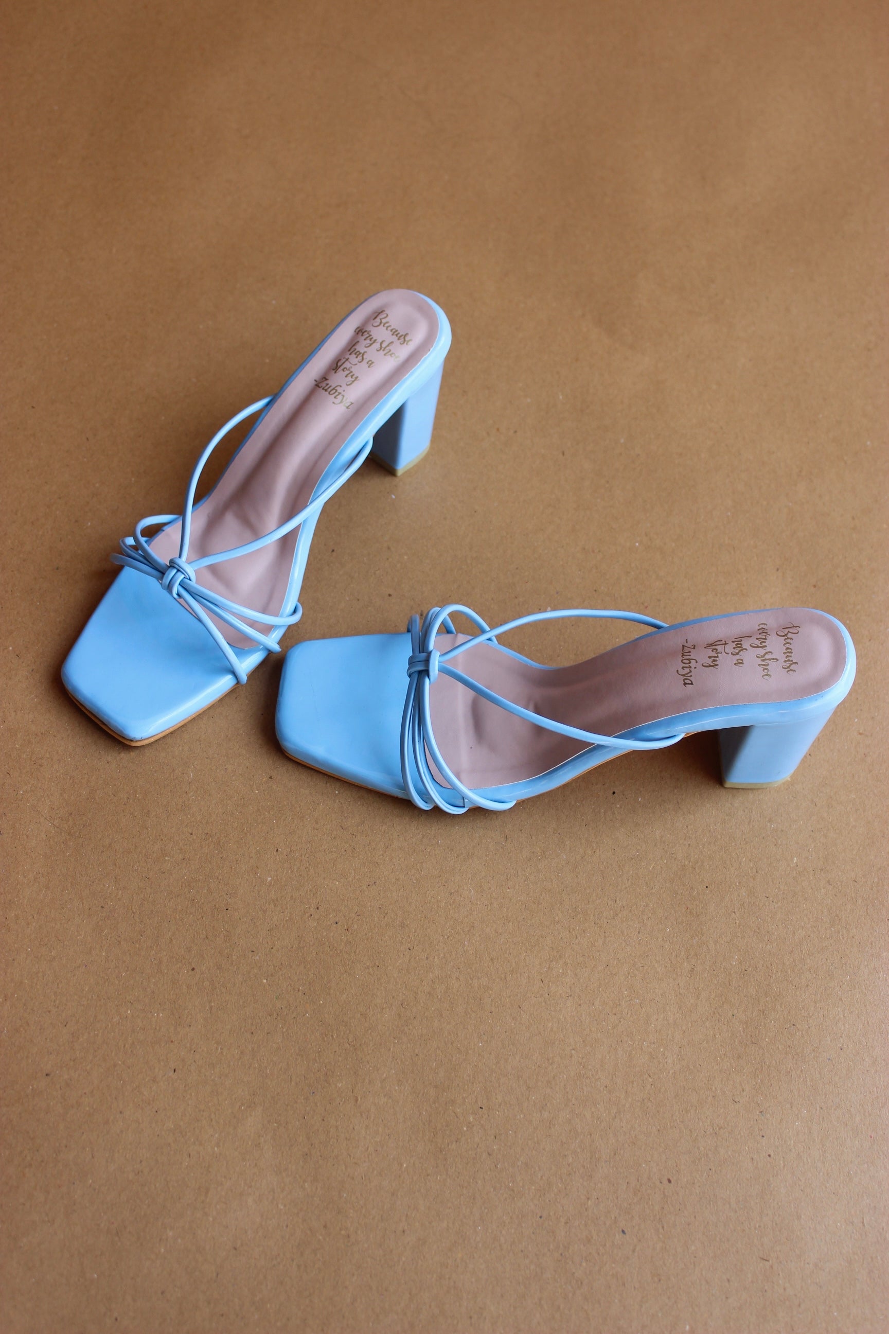 Powder blue strappy heel