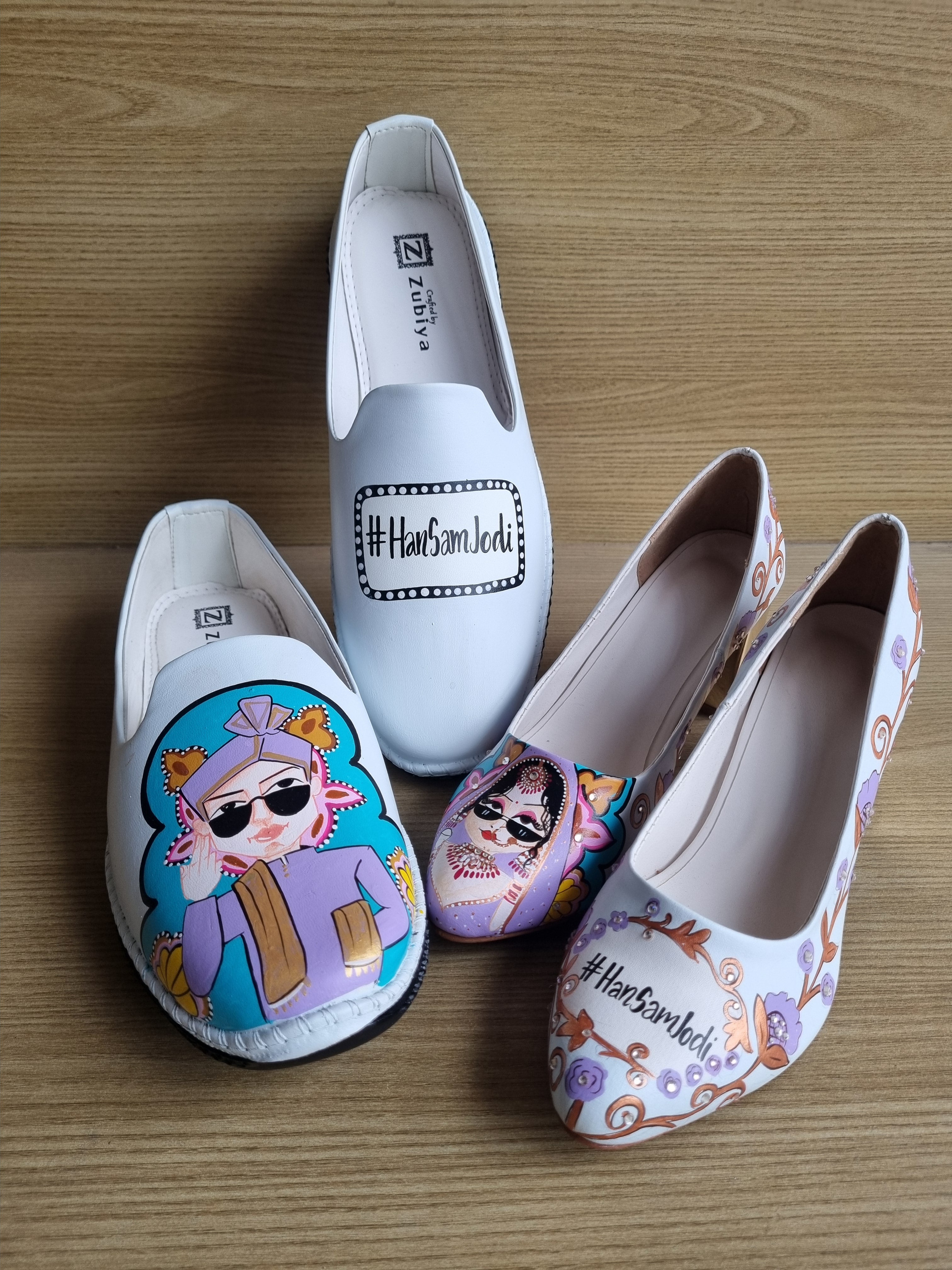 Powder blue lavander intricate men’s Mojris - 3.5 inch pump block couple combo