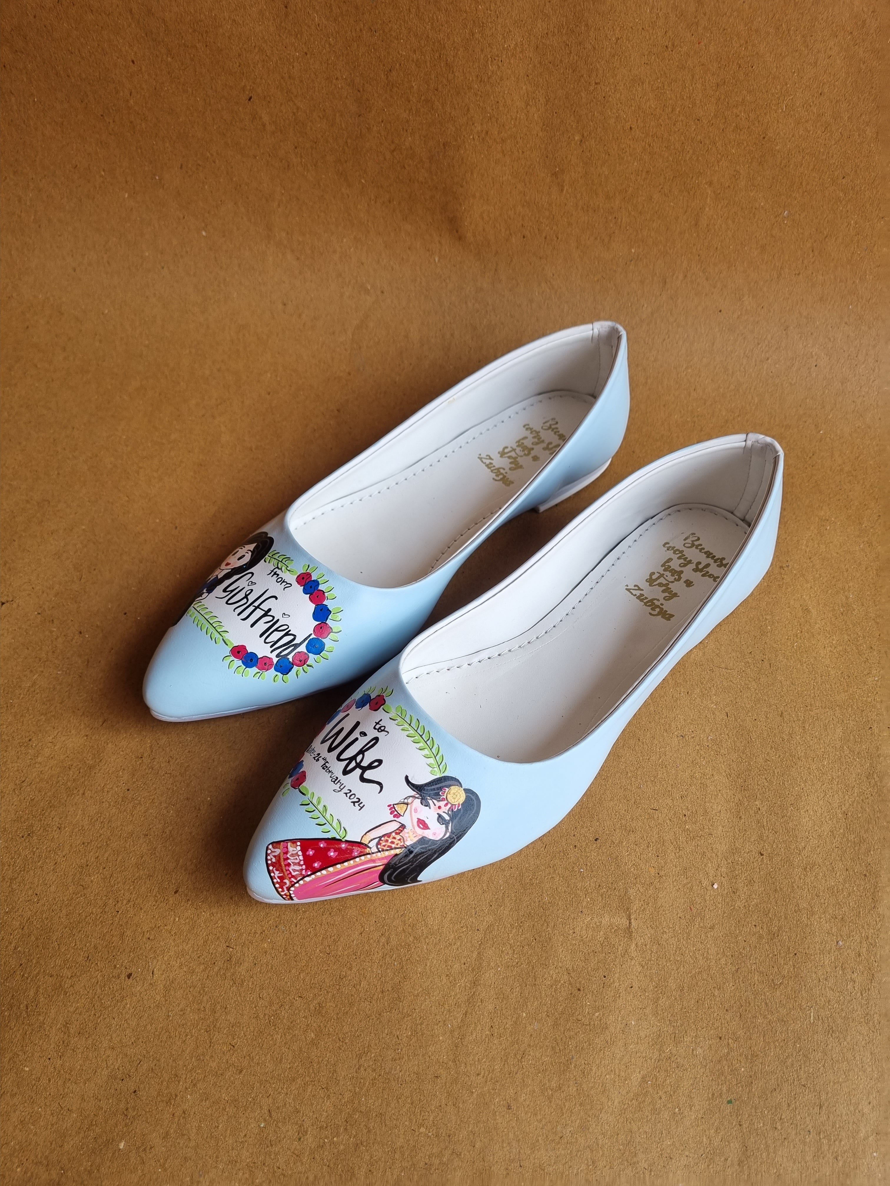 Powder blue dulhan pointed juttis