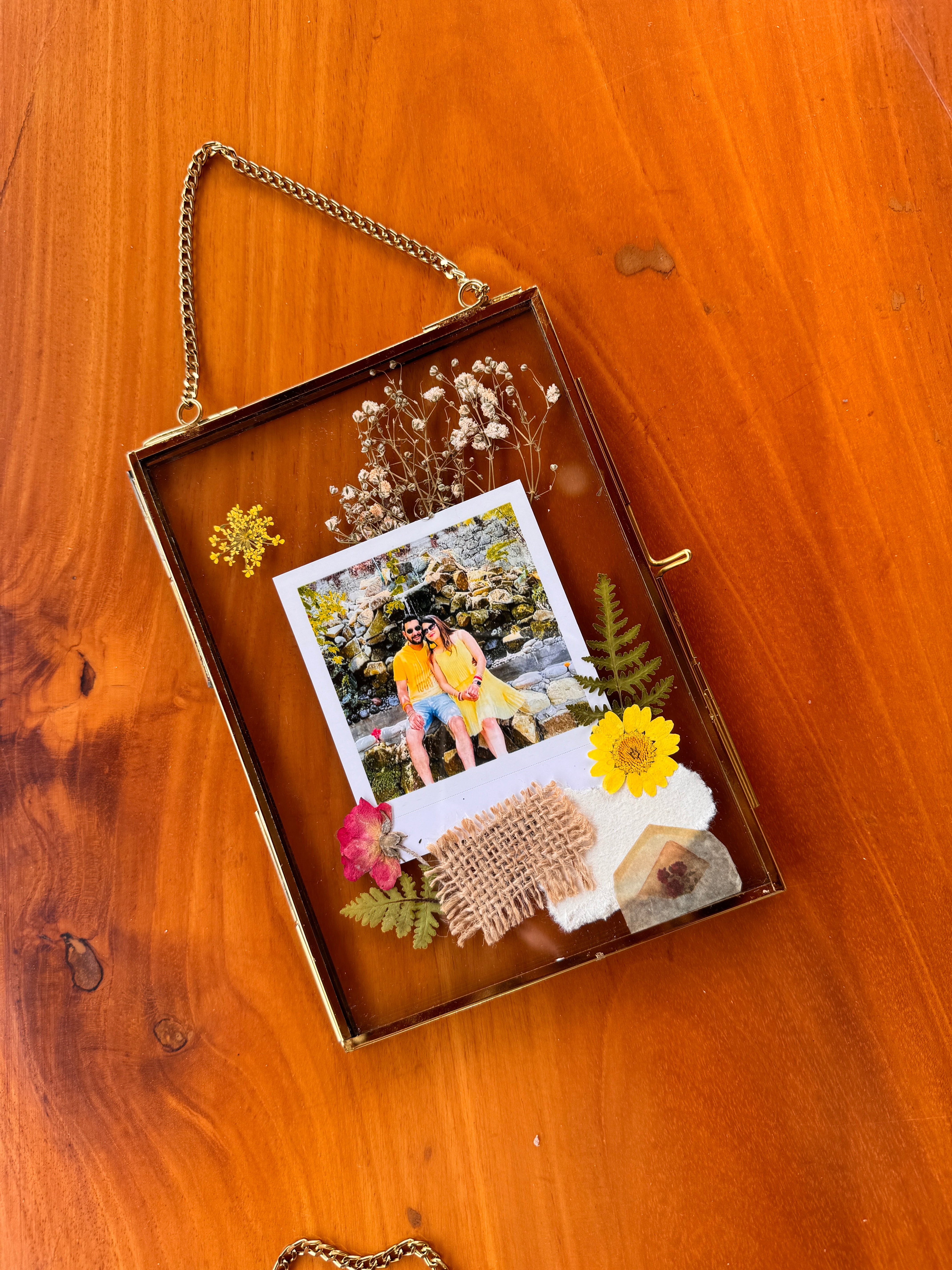 Set of 4 floral Pressed flower photo frame with photo