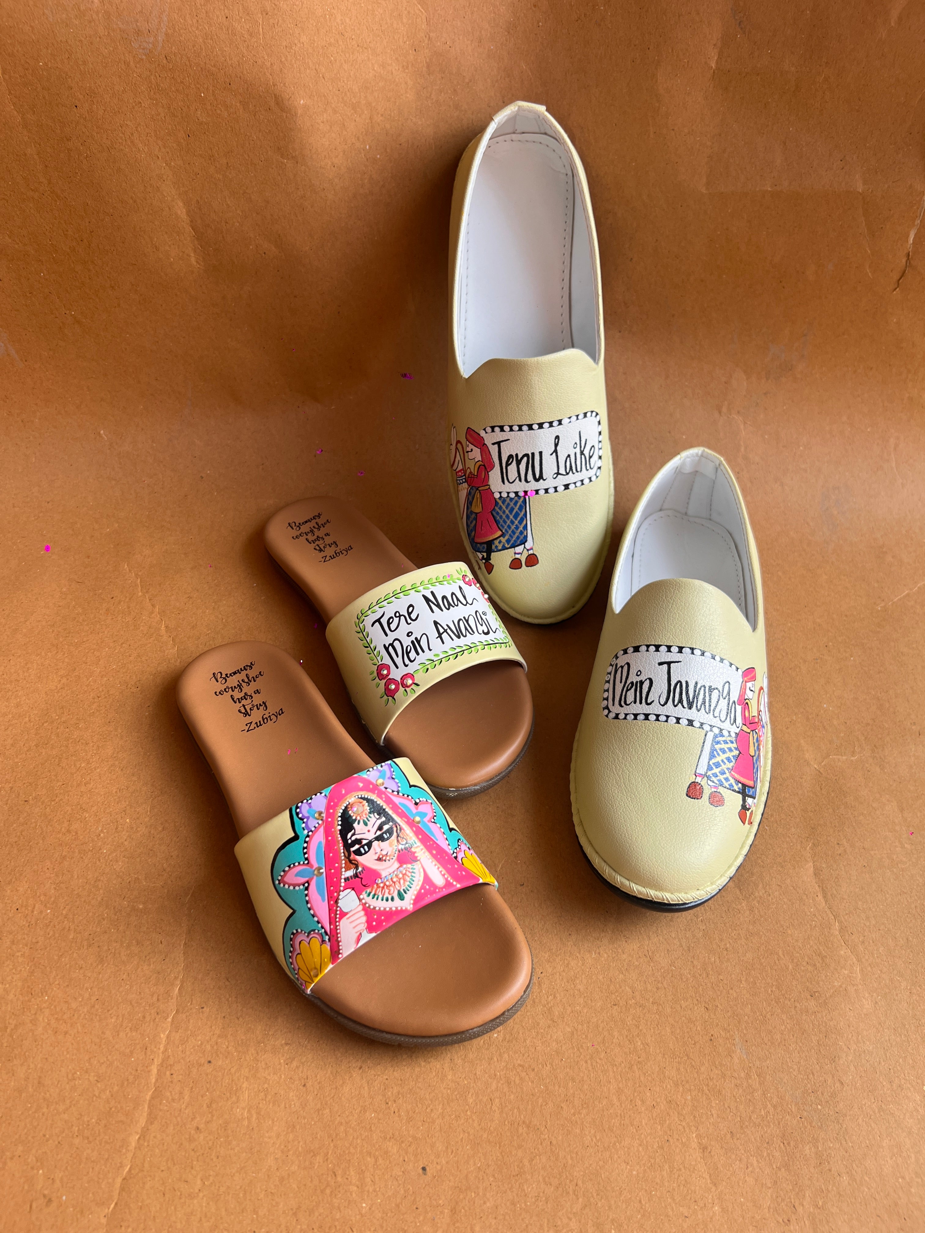 Latte yellow swag flats combo