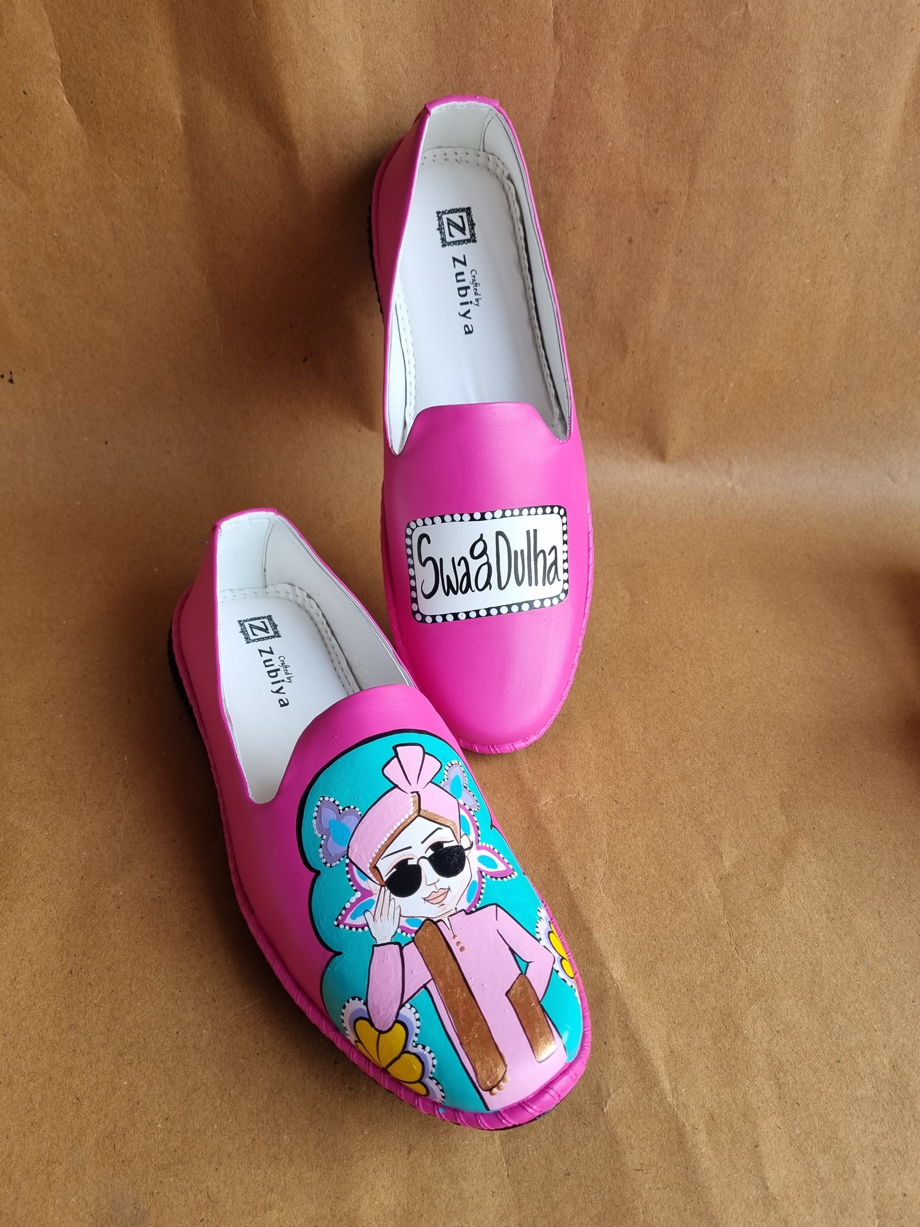 hot pink men’s Mojris - 2.5 inch golden wedges couple combo