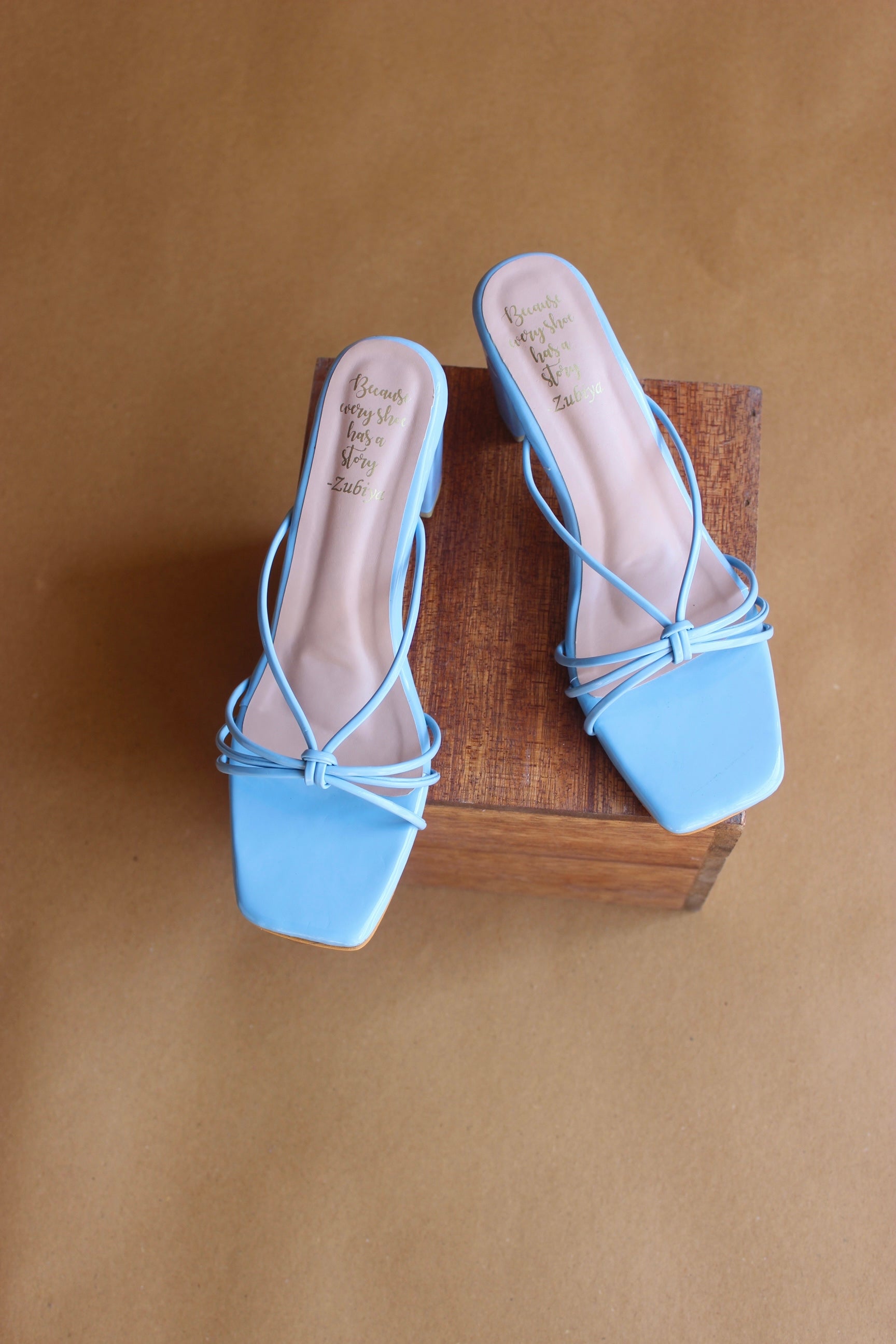 Powder blue strappy heel
