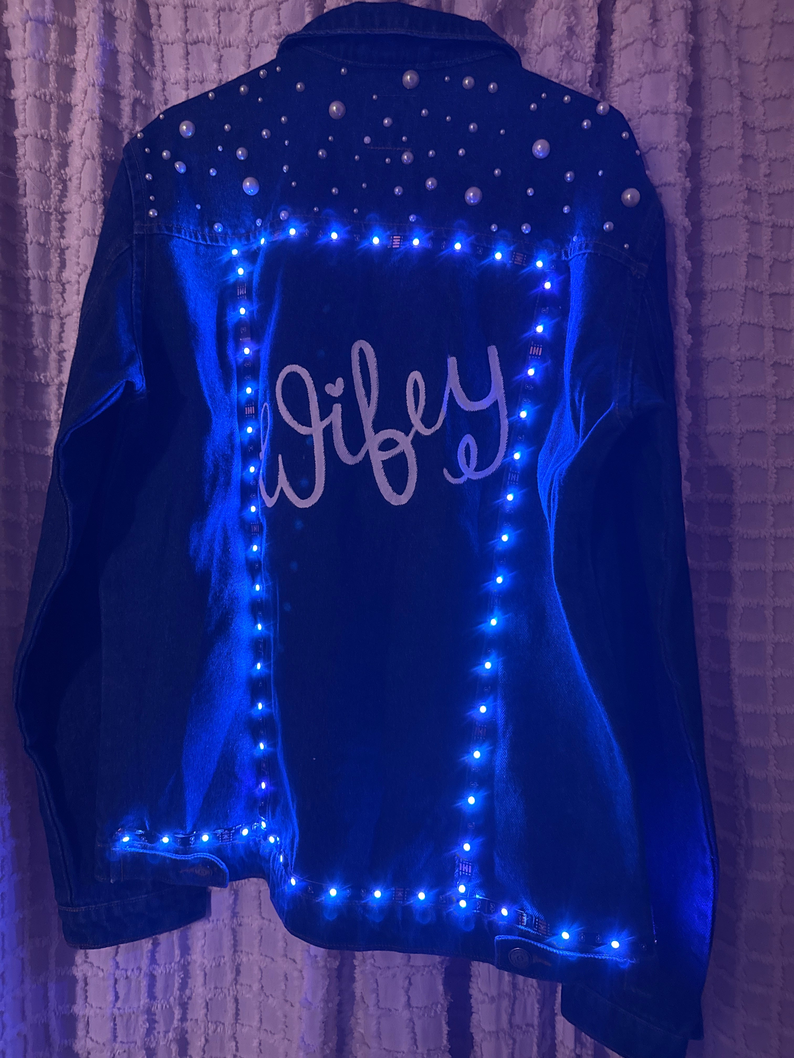 Wifey Pearl Denim jacket with LED lights