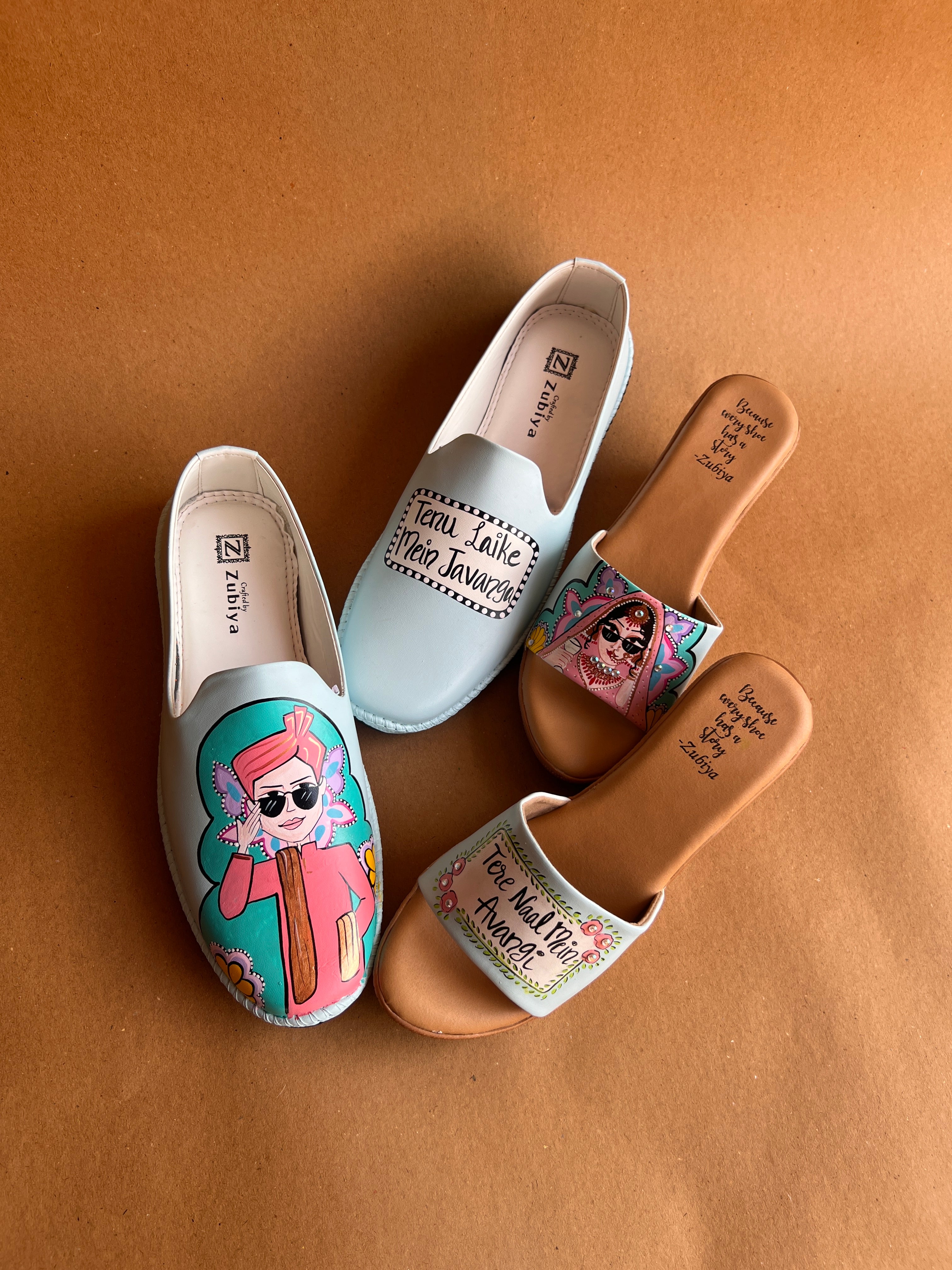 Powder blue men’s Mojris - 3.5 inch wedges couple combo