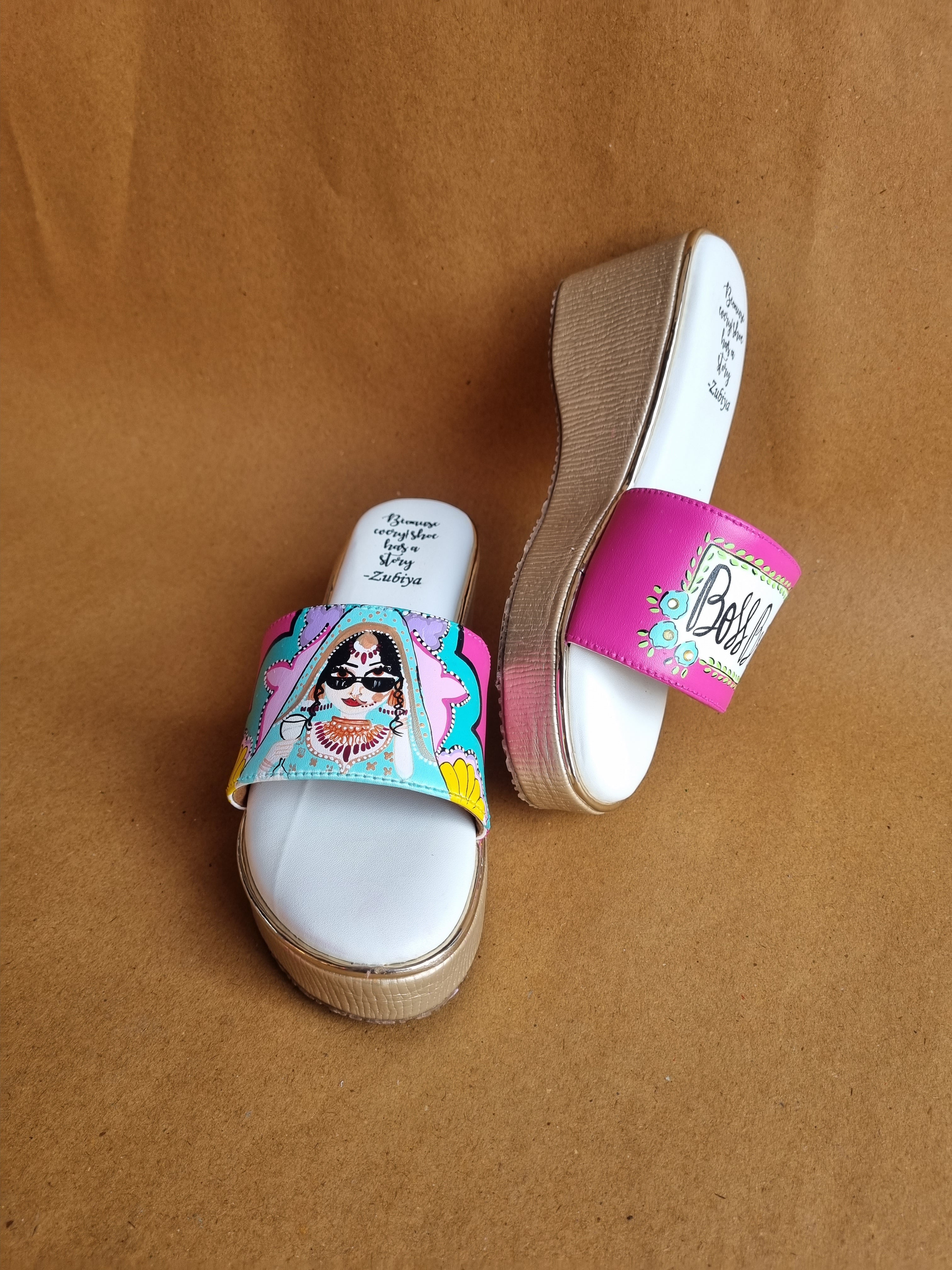 3 inch hot pink golden wedges swag dulhan heels