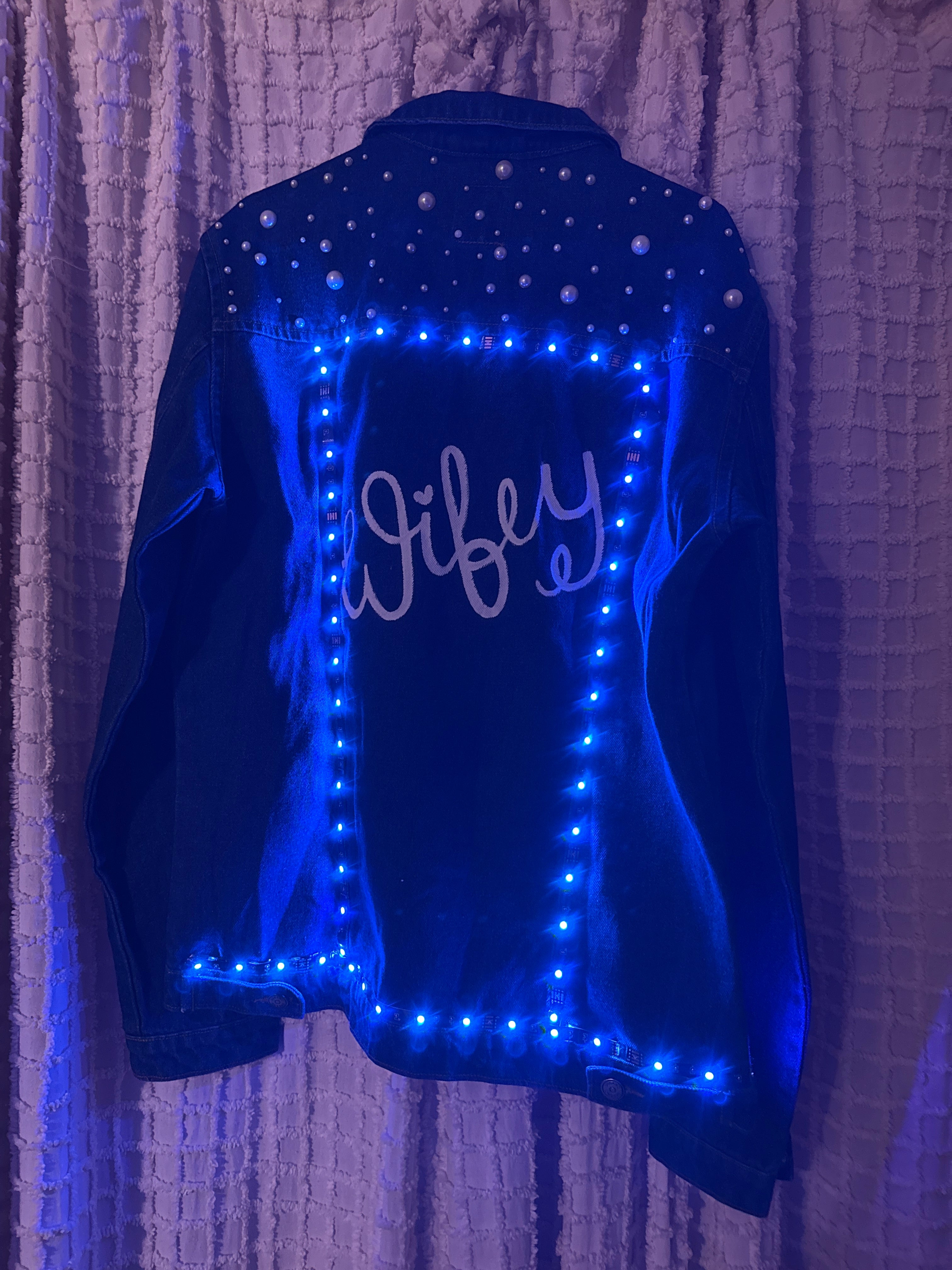Wifey Pearl Denim jacket with LED lights