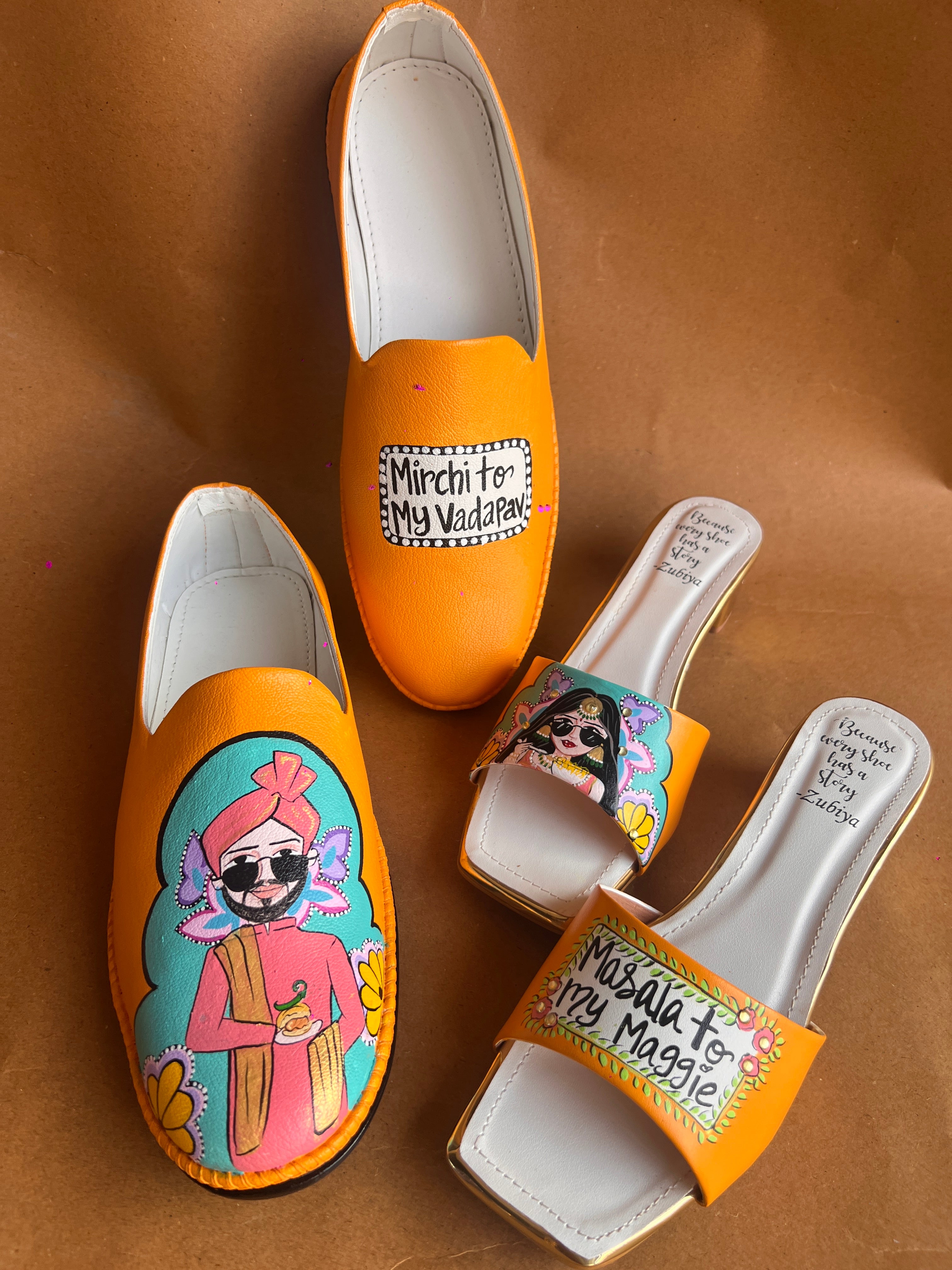 Orangish Yellow filmy swag couple combo