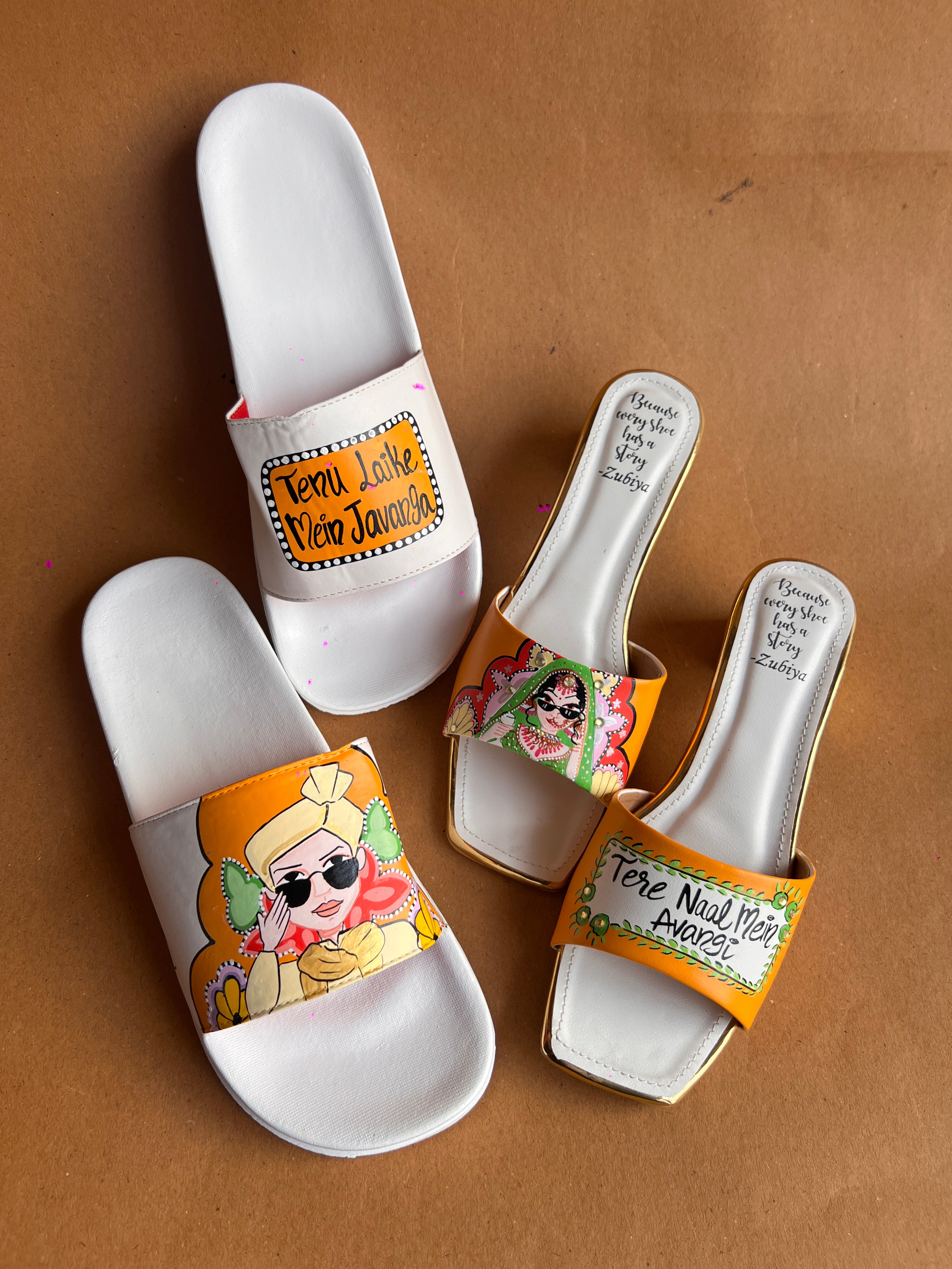 Orangish slider- heel couple combo