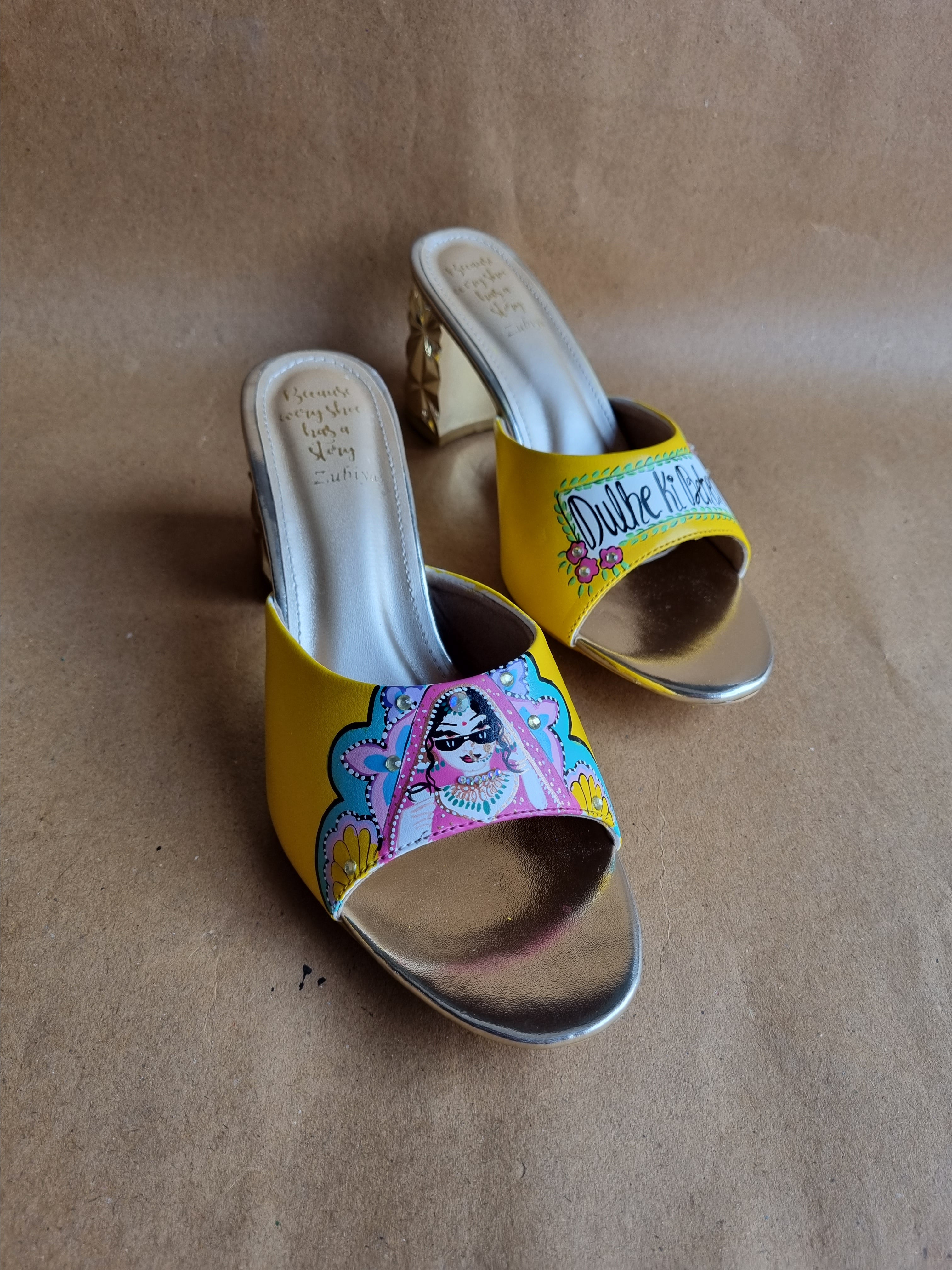3 inch yellow swag dulhan heels