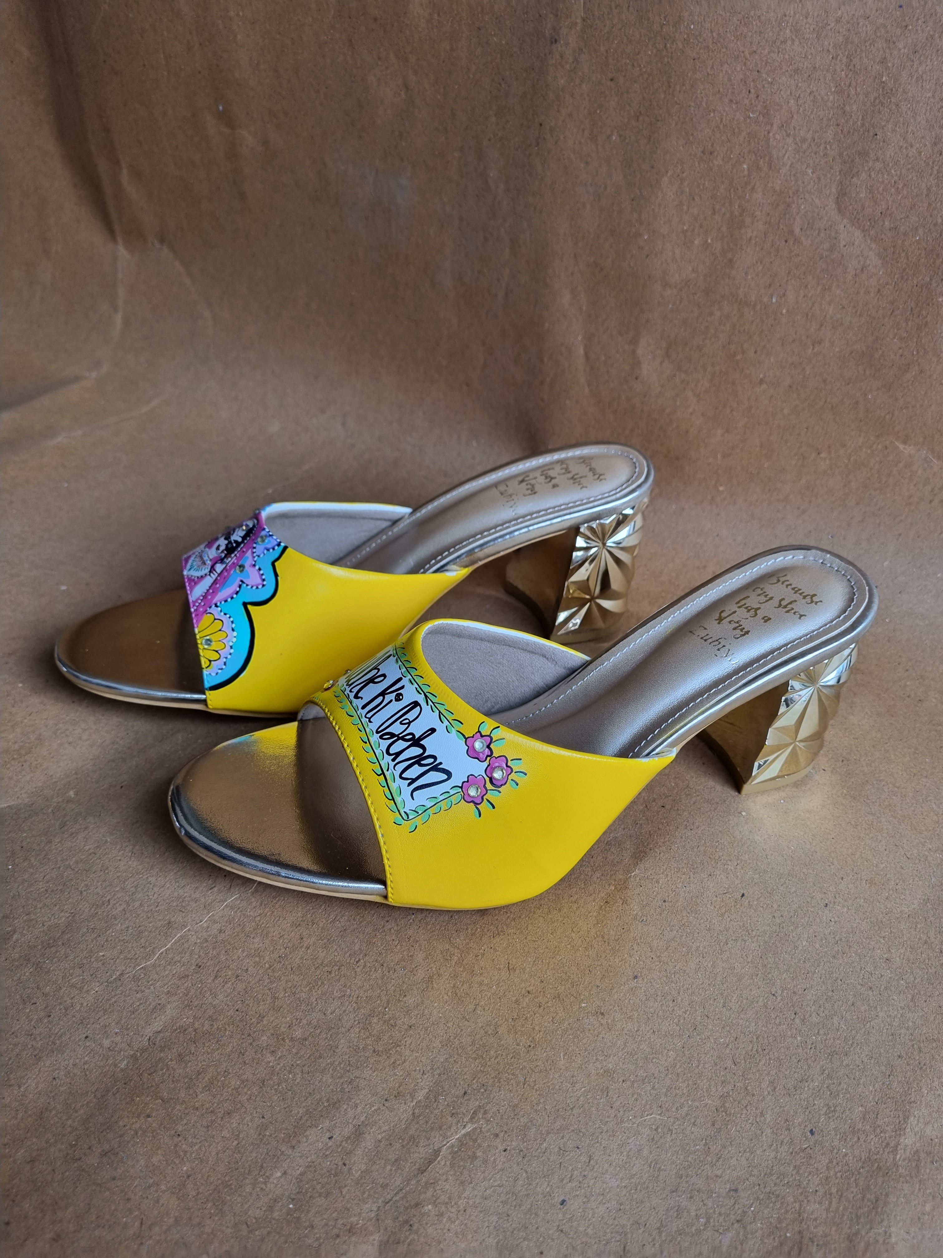3 inch yellow swag dulhan heels