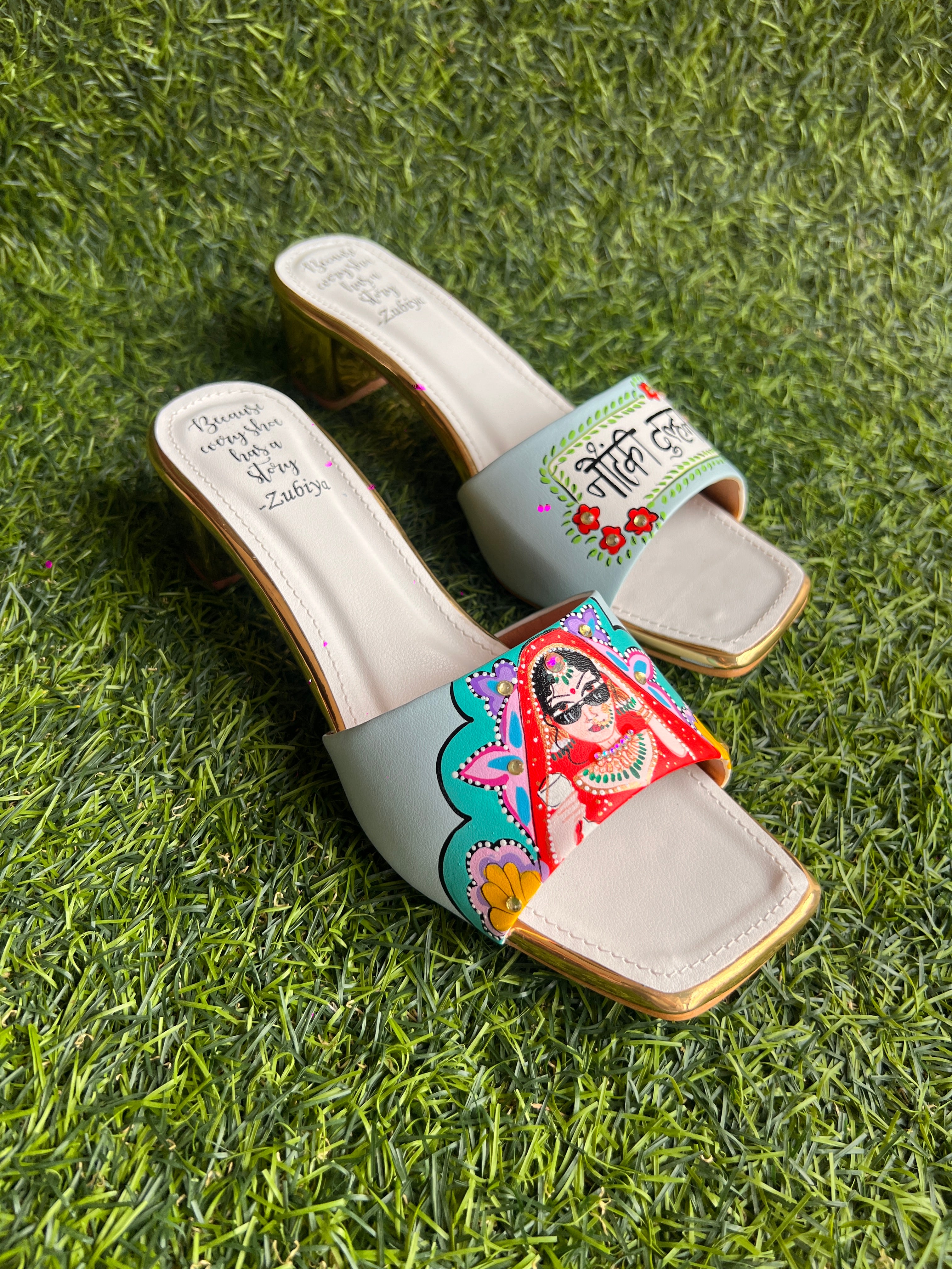 Powder blue swag dulhan Artwork Heels