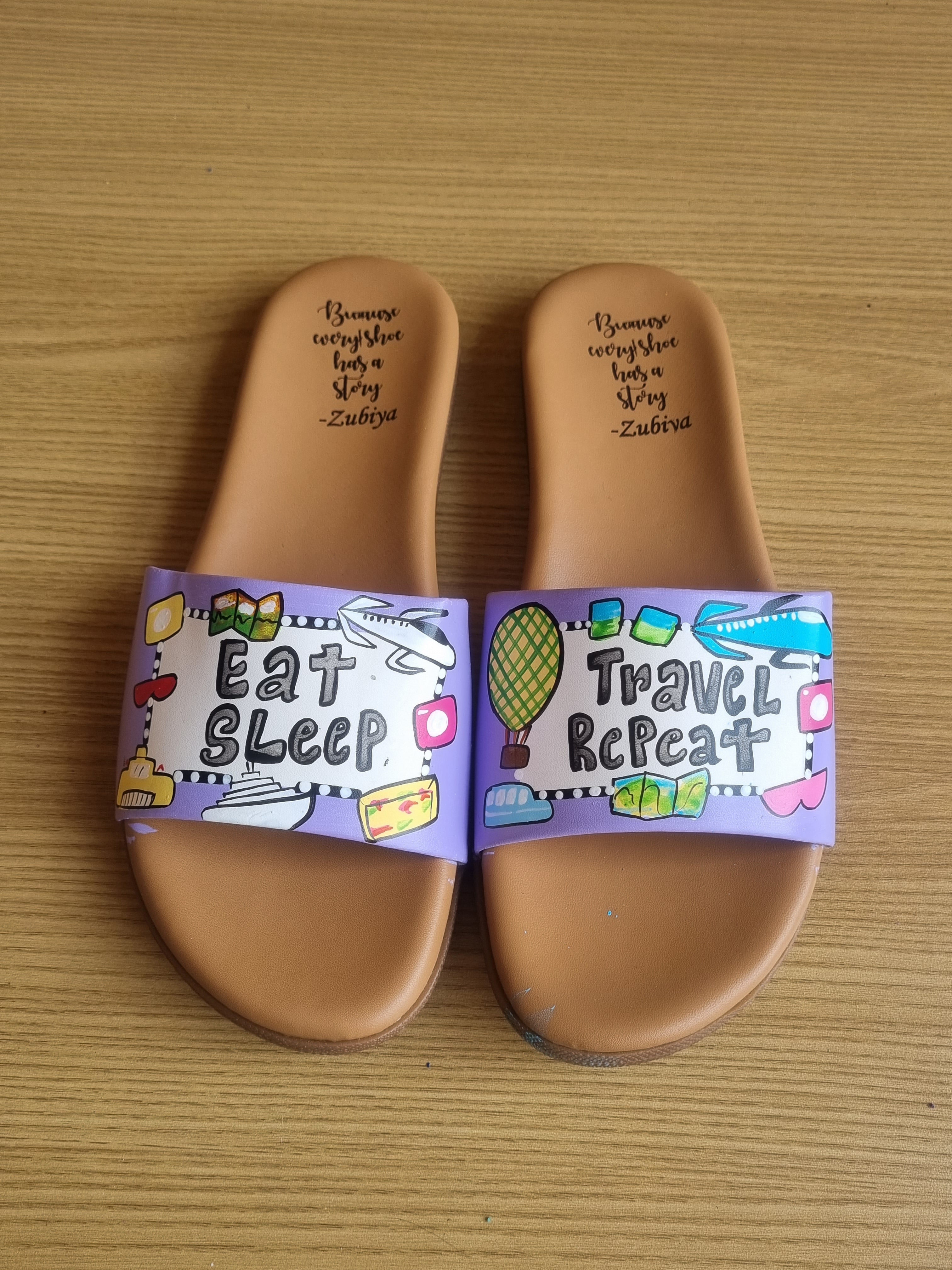 Eat sleep travel repeat brown slider